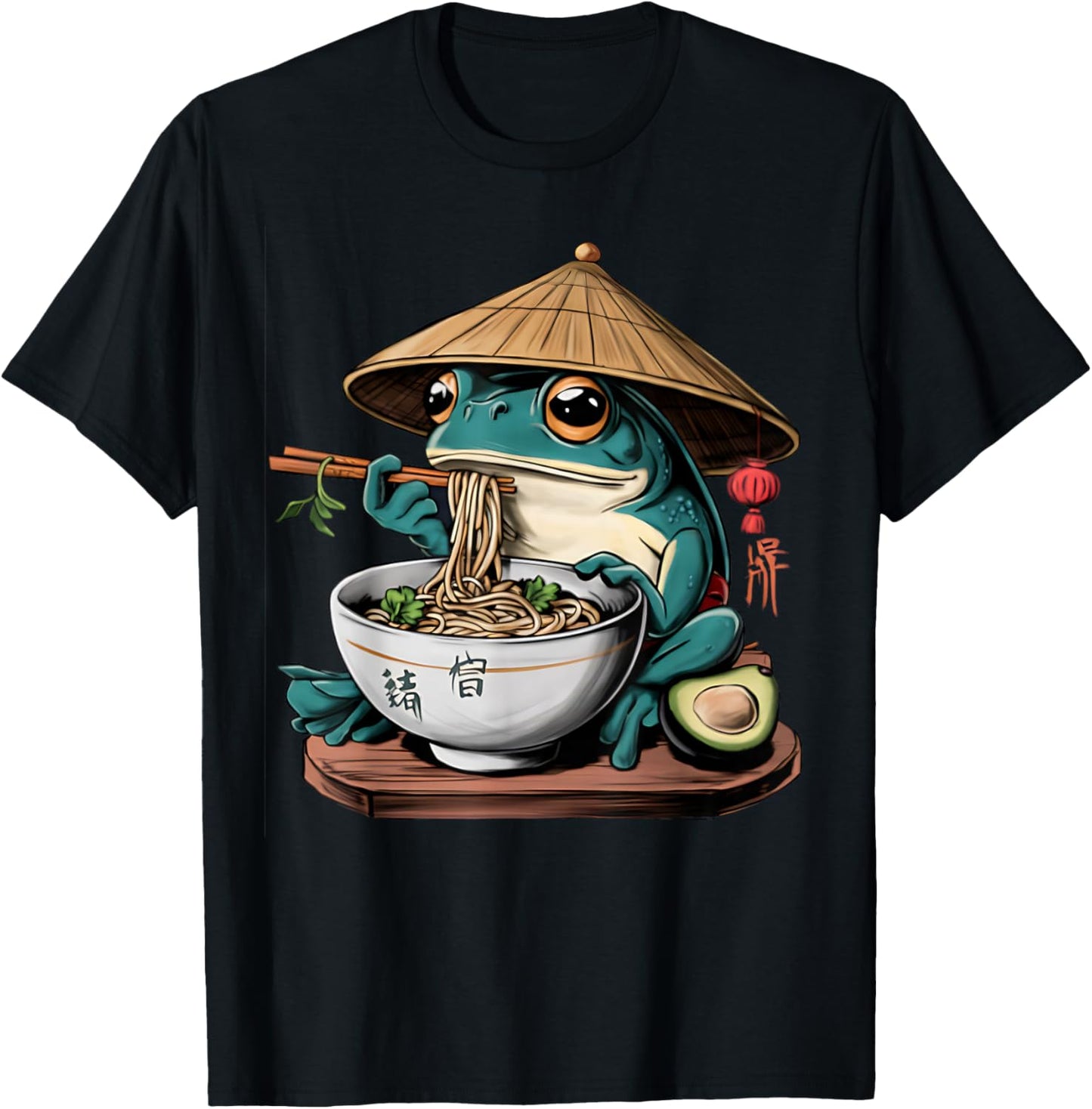 Kawaii Frog & Ramen Collection Frog Ramen Anime Unisex-Kids T-Shirt - Black, Small