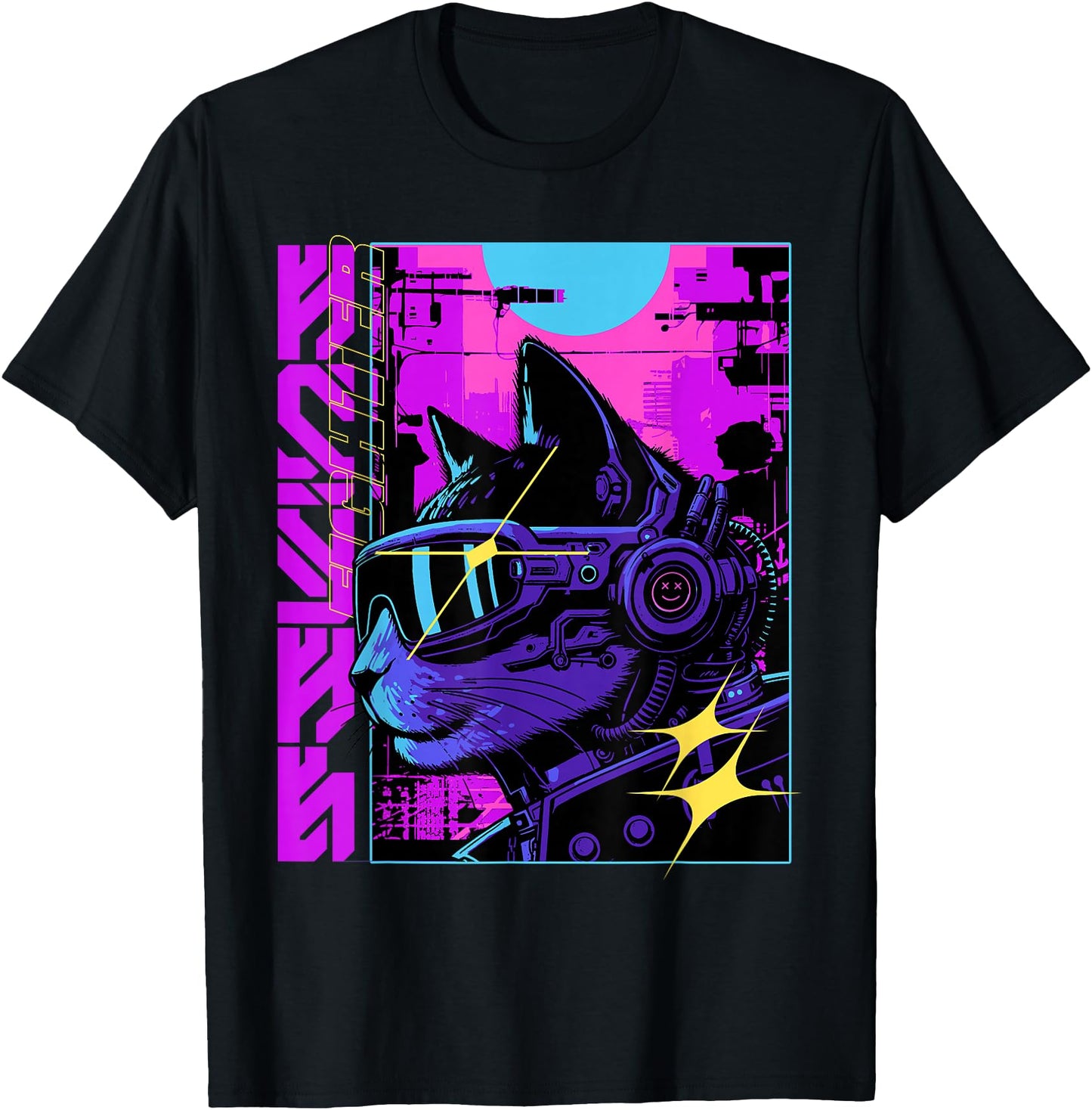 Cyberpunk Futuristic Japanese Cat Cyborg Dystopia Techwear