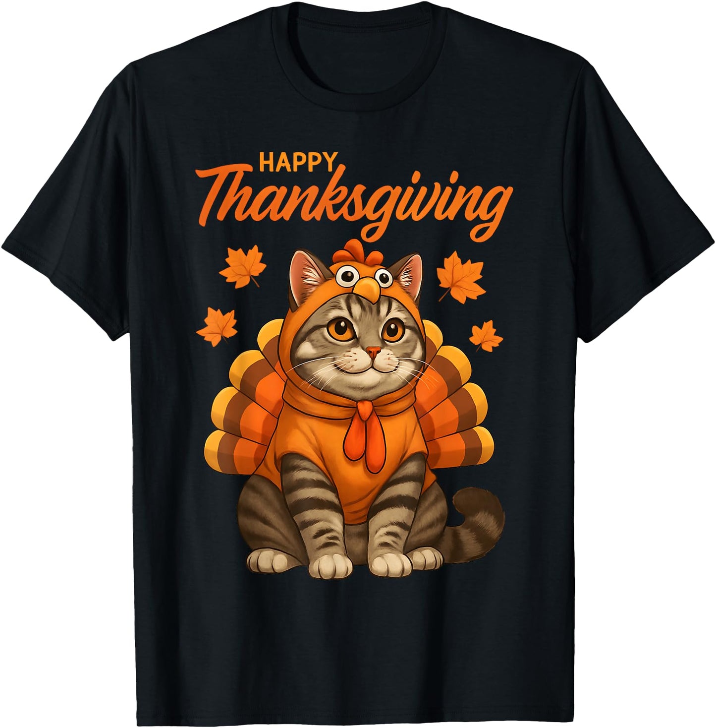 Happy Thanksgiving Cat Turkey Day Fall Women Girls Men