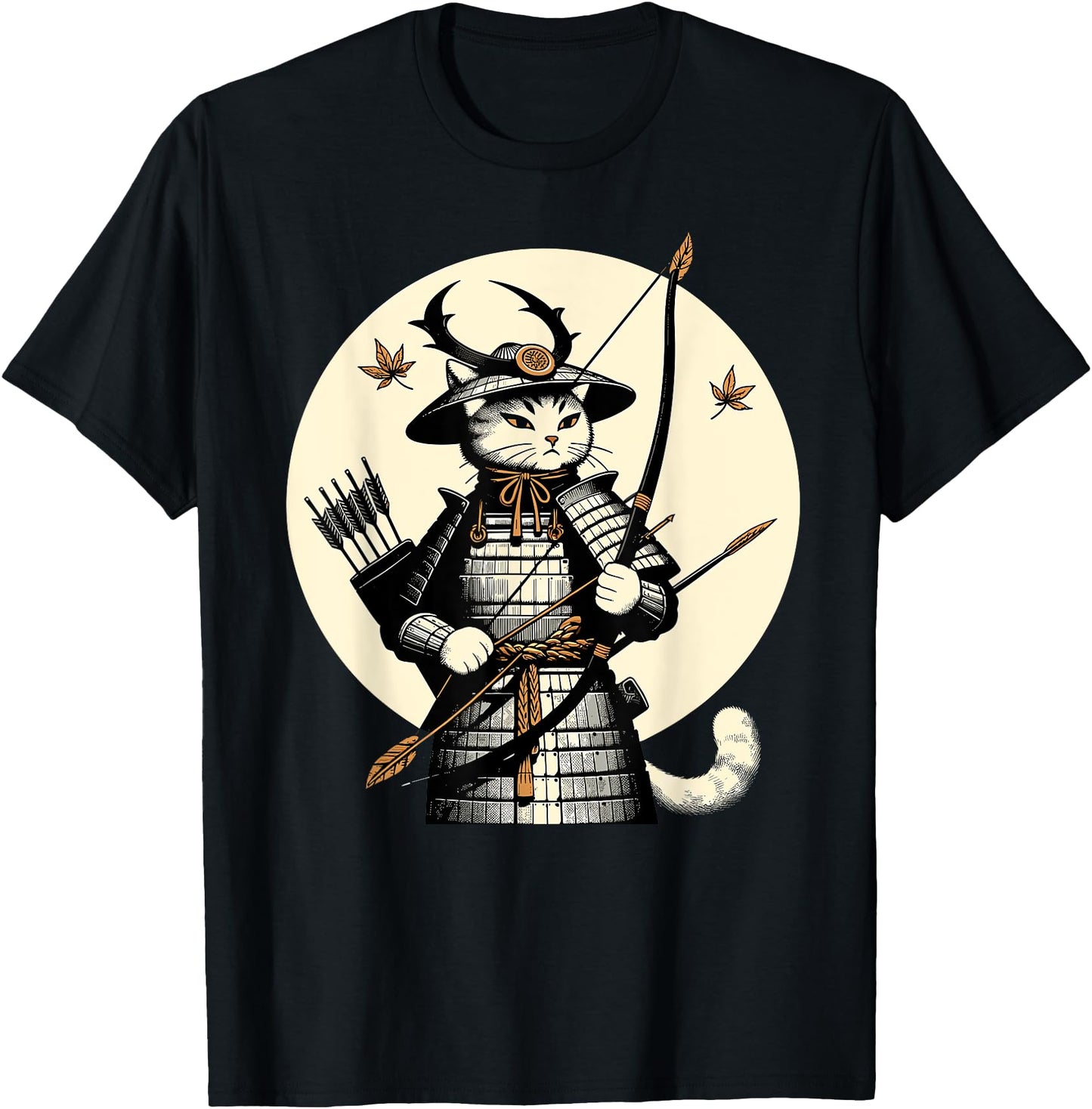 Samurai Cat Ashigaru Warrior Japanese Ninja Kitten Bow Arrow T-Shirt for Men Women