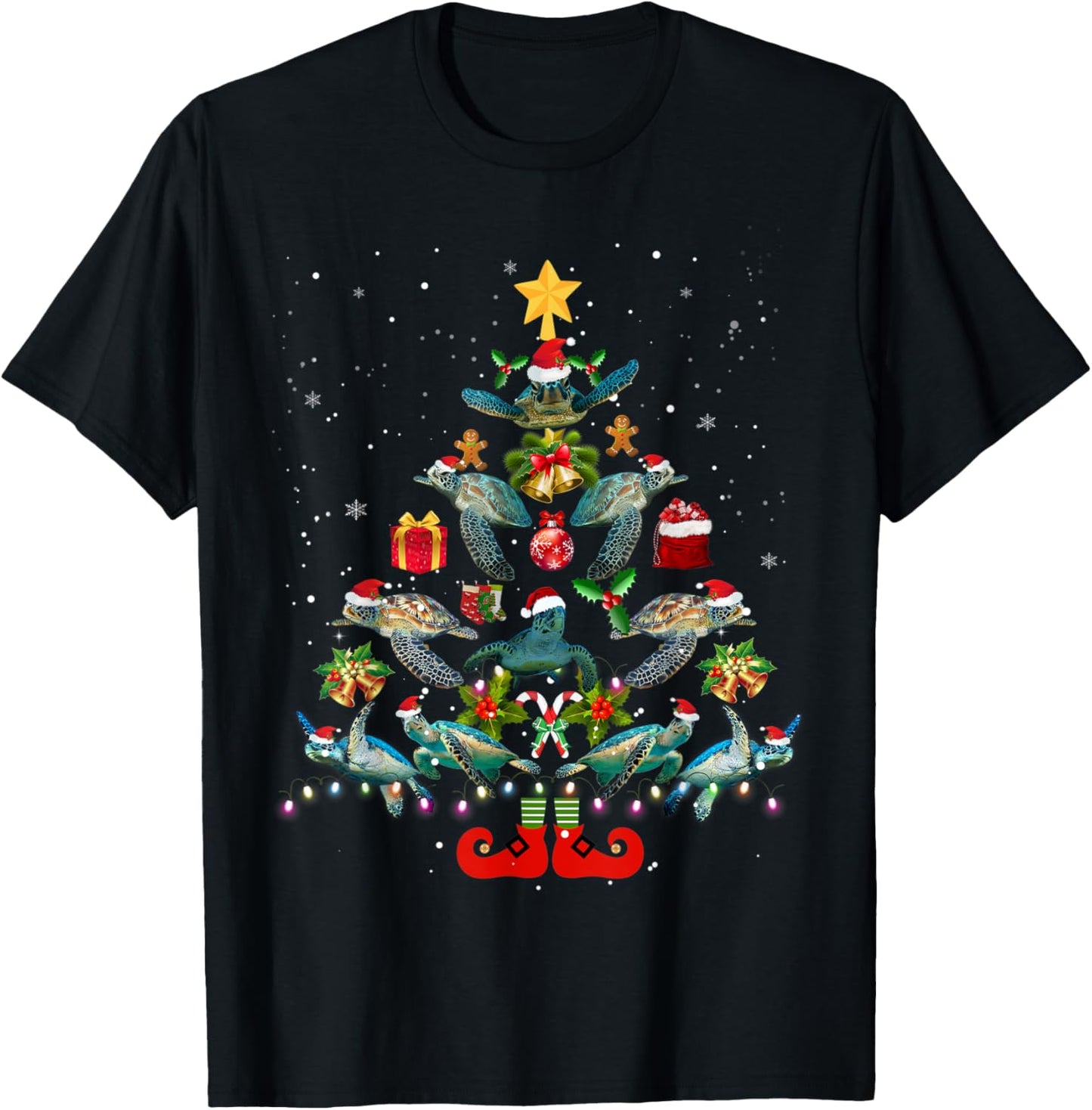 Turtle Christmas Tree T-Shirt Sea Turtle Lover X-mas Gift