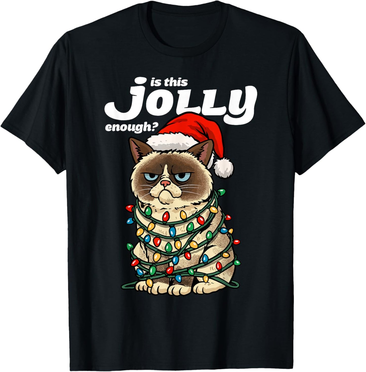 is This Jolly Enough Grumpy Christmas Cat Funny Xmas Lights