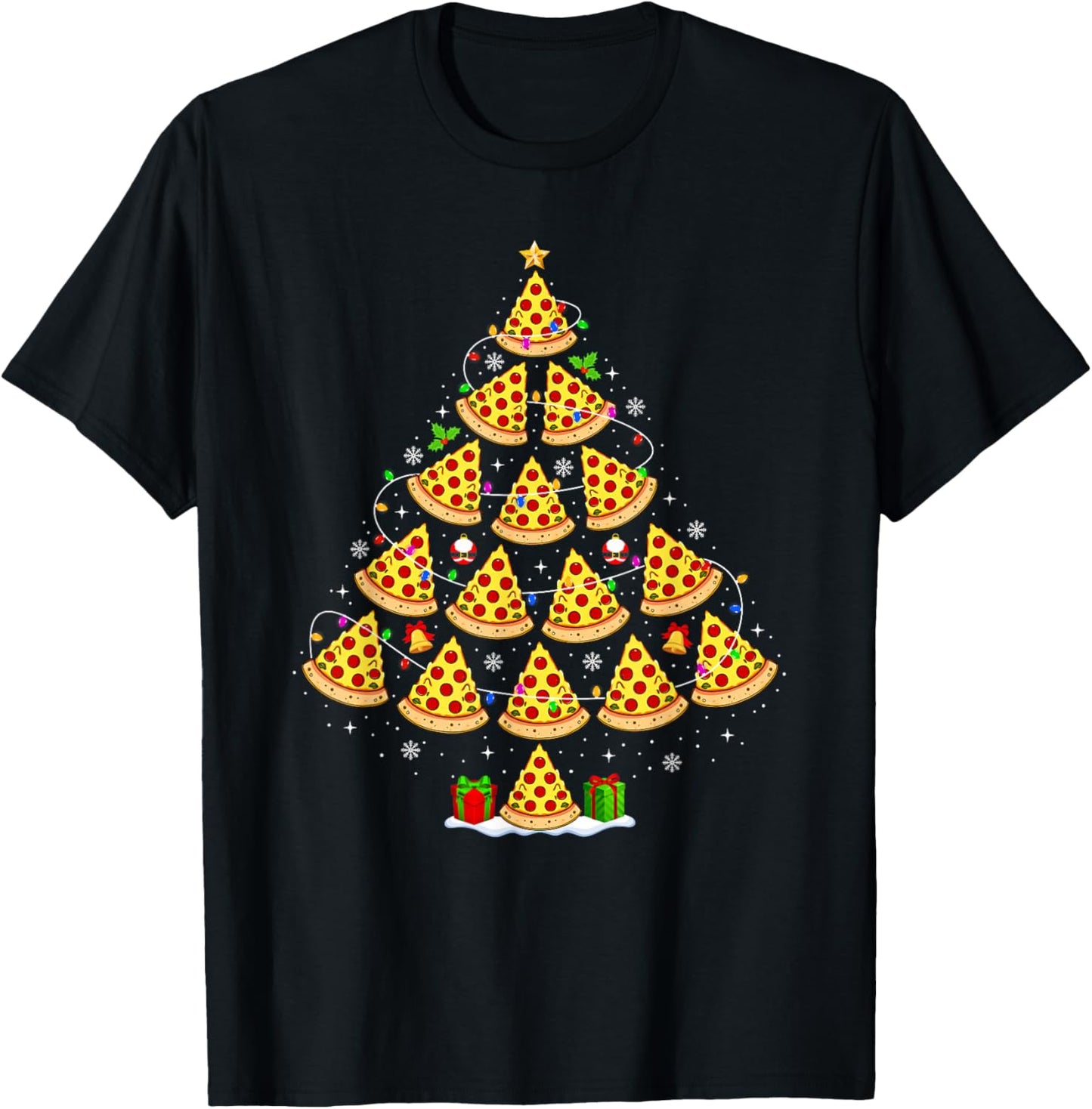 Pizza Christmas Tree Lights Funny Xmas Santa Hat Food Lover
