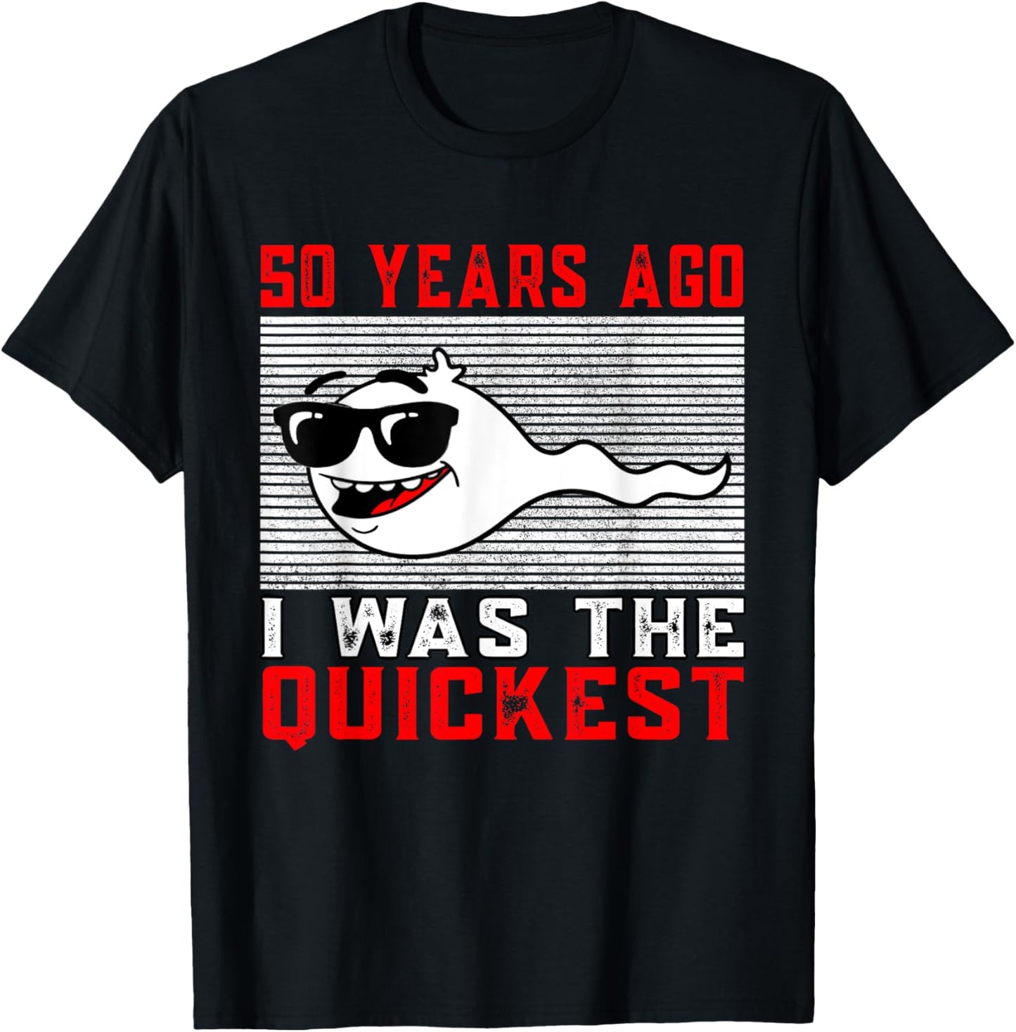 50th Birthday Funny T-Shirt - Black, Unisex, Cartoon Pattern, Short Sleeve, Classic Fit, Pull On, Casual Style, Humor Theme, Men's Size S