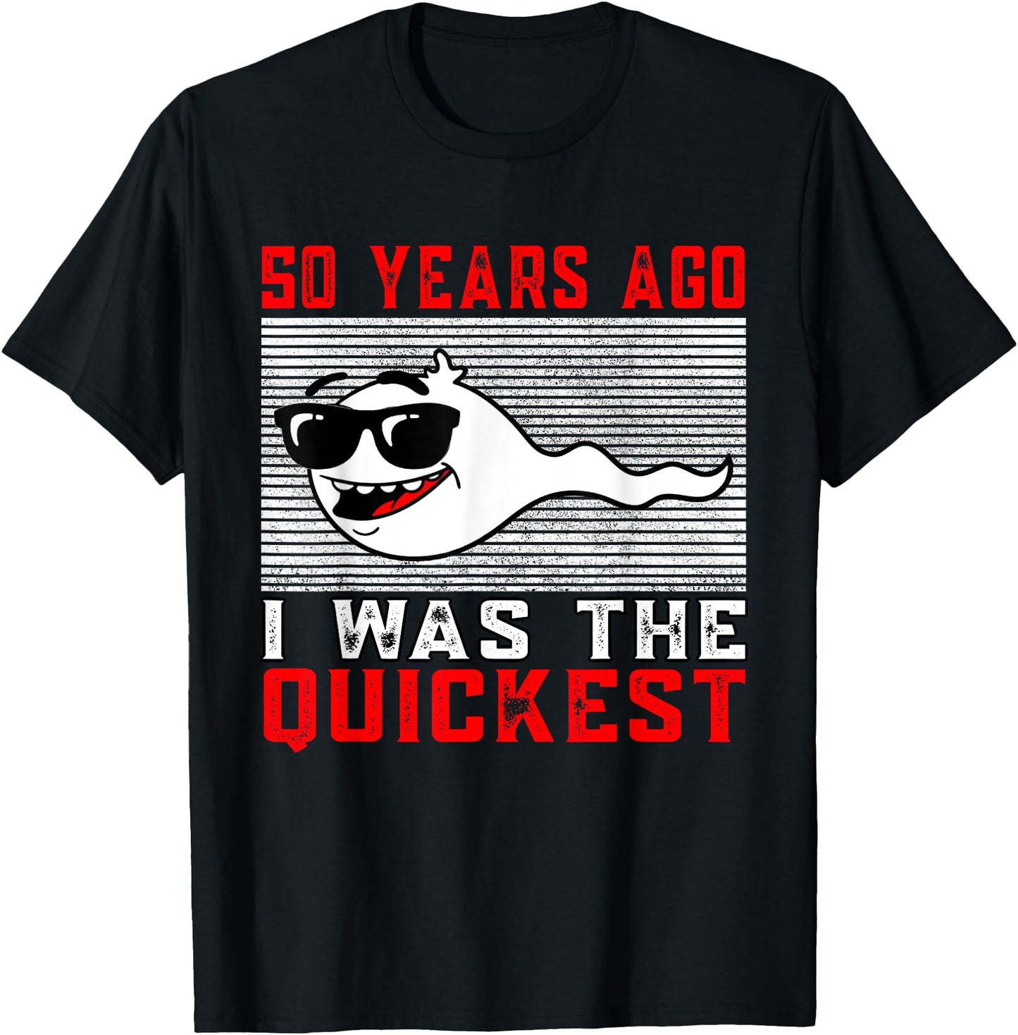 50th Birthday Funny T-Shirt - Black, Unisex, Cartoon Pattern, Short Sleeve, Classic Fit, Pull On, Casual Style, Humor Theme, Men's Size S