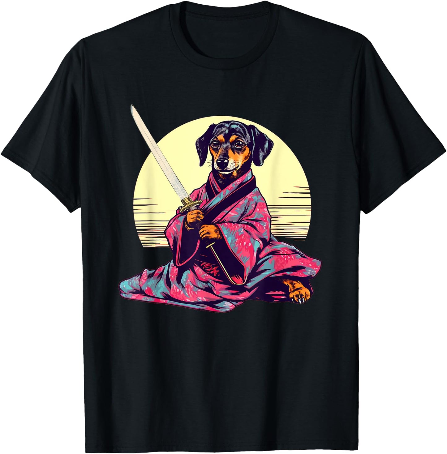 Funny Dachshund Wiener Dog Japanese Tattoo Ukiyoe Art Ninja Men Women Girls