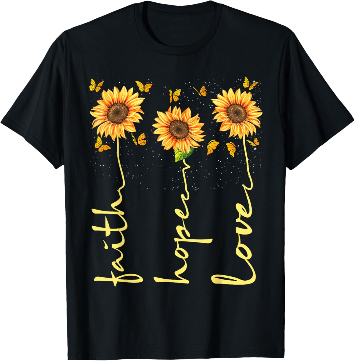 Christian for Women Sunflower Faith Hope Love T-Shirt
