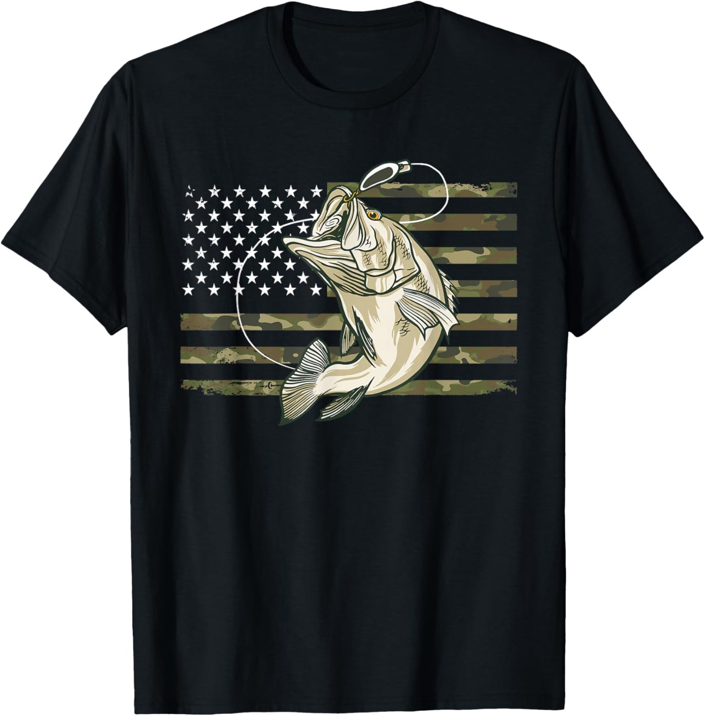 Fishing Camouflage US American Flag Bass Fish Fisherman Camo