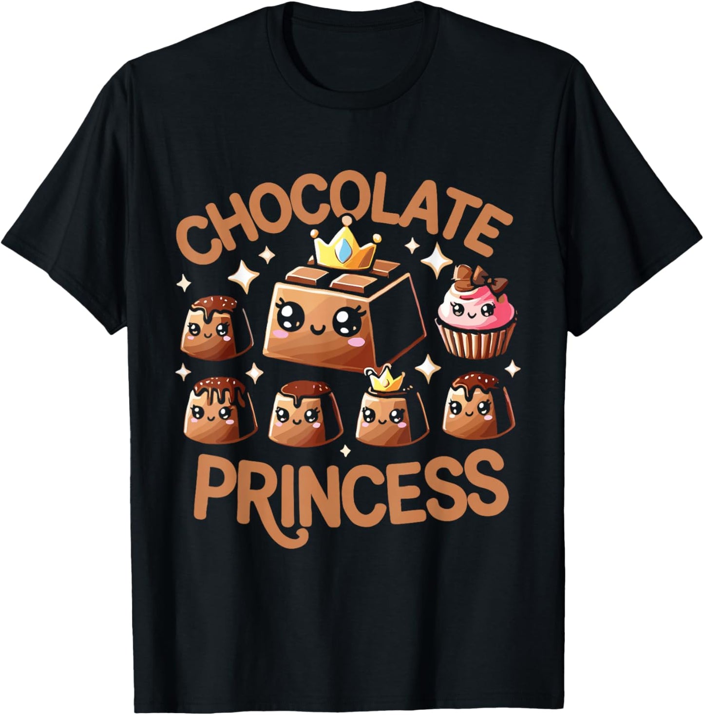 Chocolate T Shirt - Women's Chocolate Princess T-Shirt - Black - Small - Short Sleeve - Crew Neck - Modern - Chocolate-themed Design - Unisex-Kids