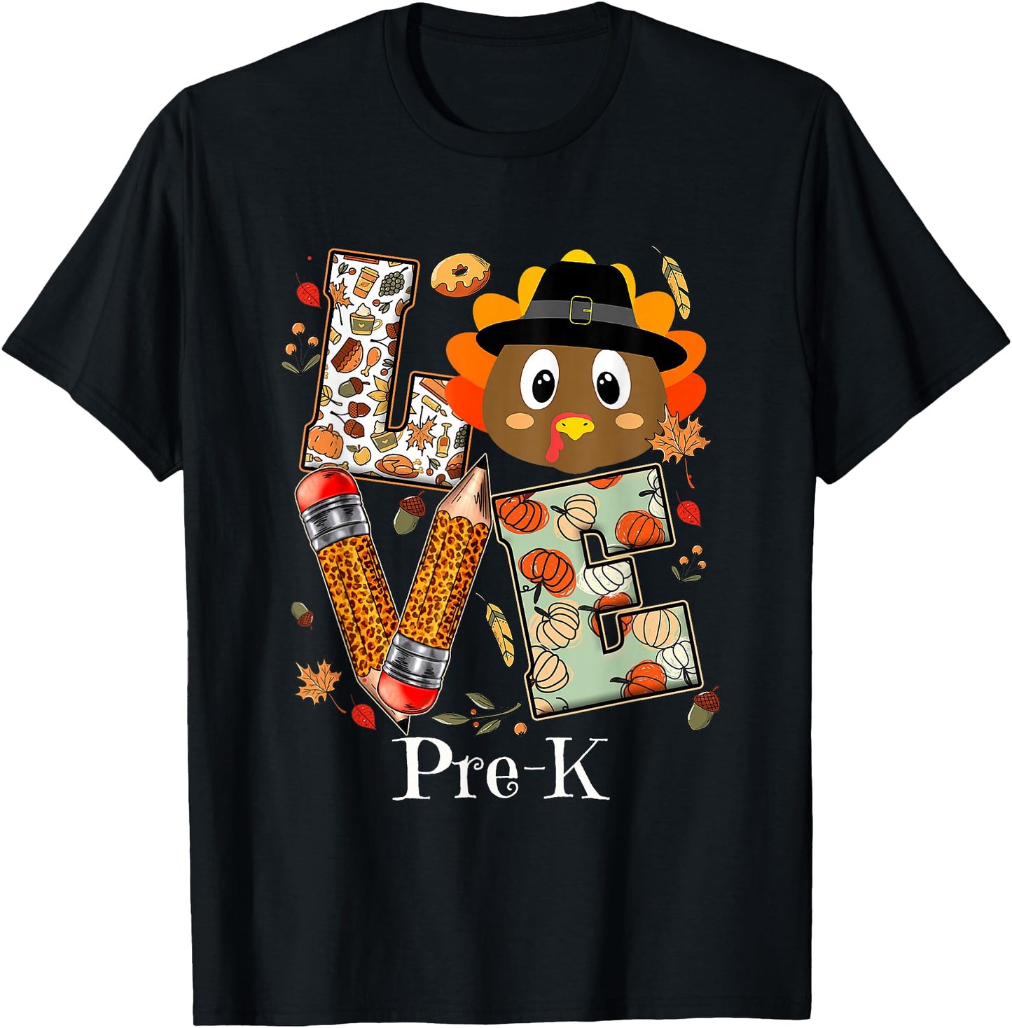 Love Pre K Happy Fall Thanksgiving Women Teacher