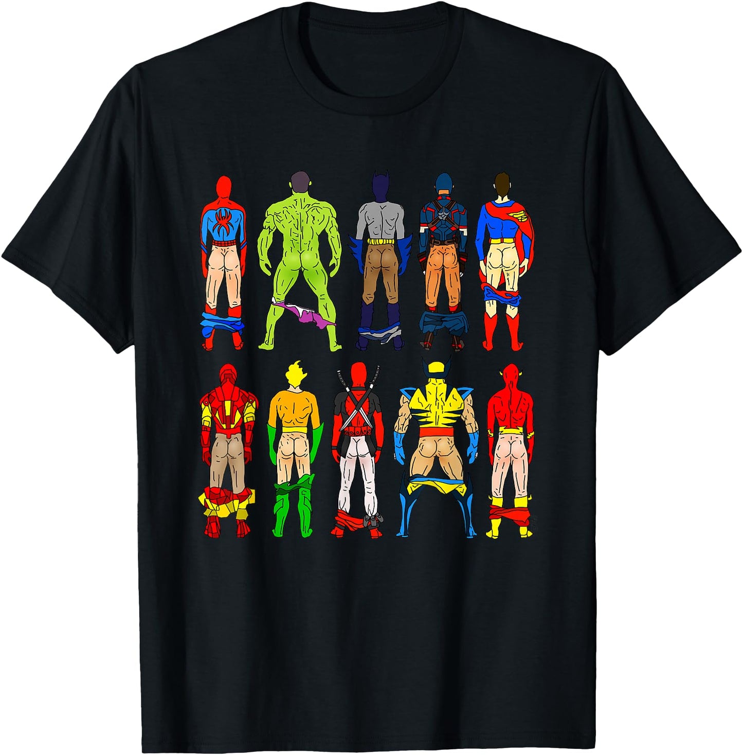 Superhero Butts Tshirt Action Heros 4 Women Men Guys Adults