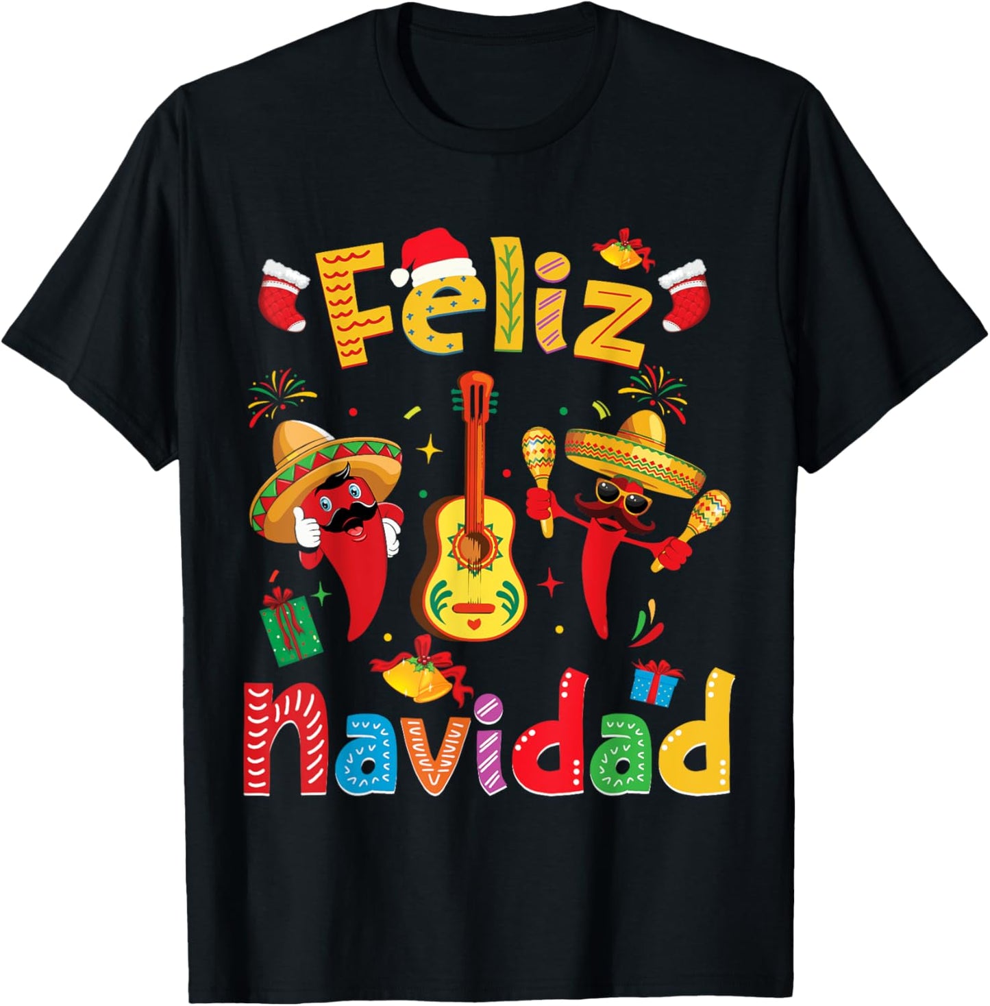 Feliz Navidad Mexican Fiesta Hot Pepper Guitar Xmas Party
