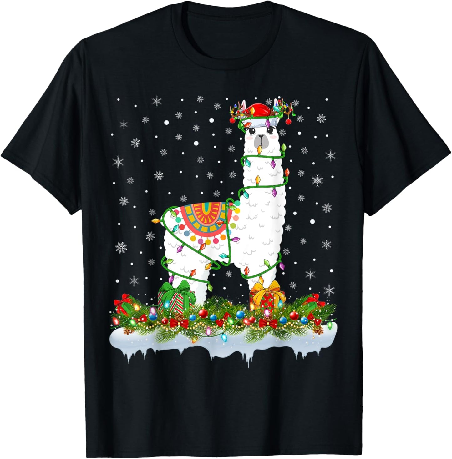 Alpaca Lover Matching Santa Lighting Alpaca Christmas