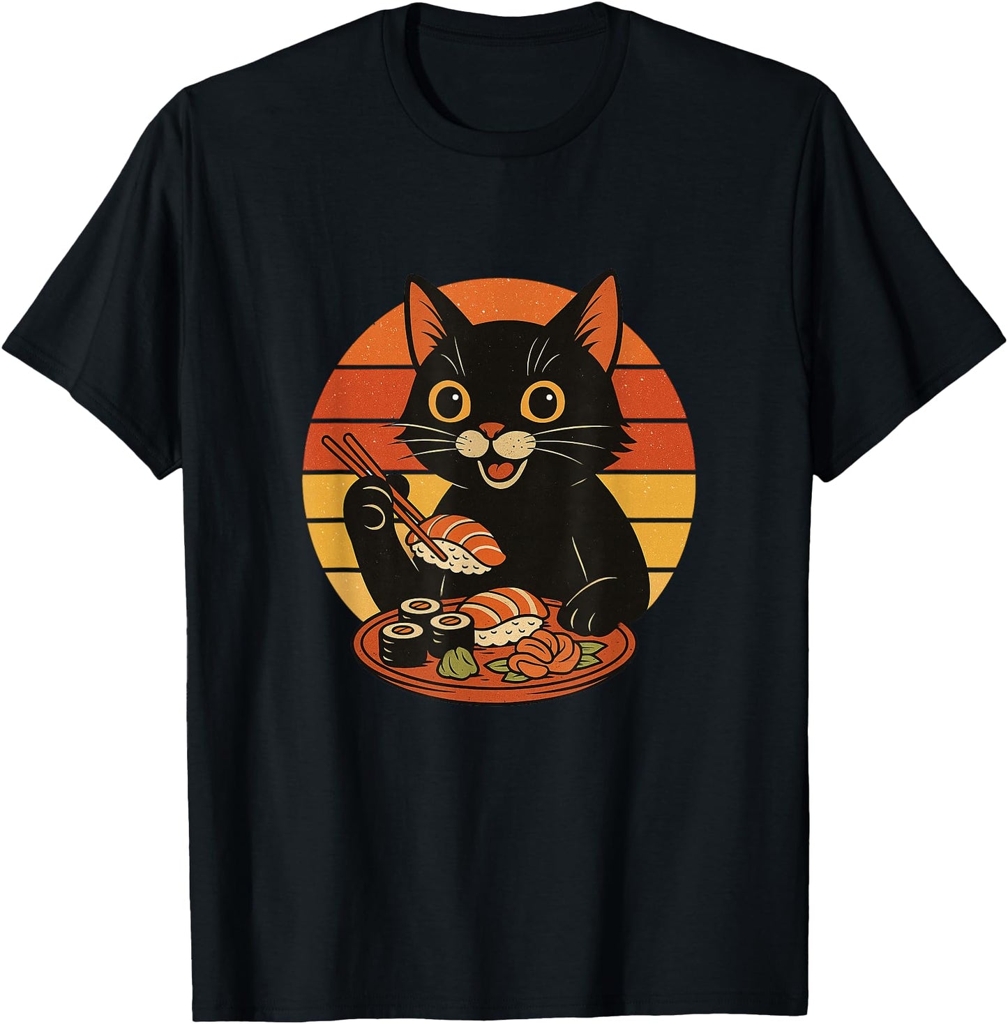 Retro Sushi Cat Funny Vintage Japanese Food Art
