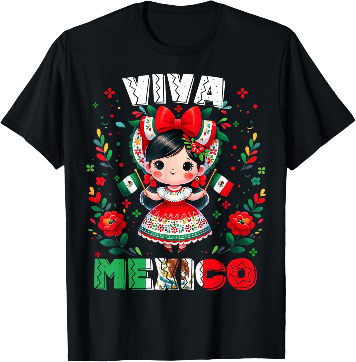Viva Mexico Mexican Girl Flag Independence Day Girls Kids