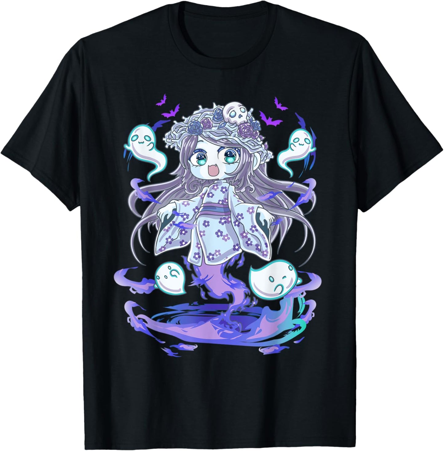 Halloween Cute Kawaii Skull Bats Spirit Haunted Chibi Ghost