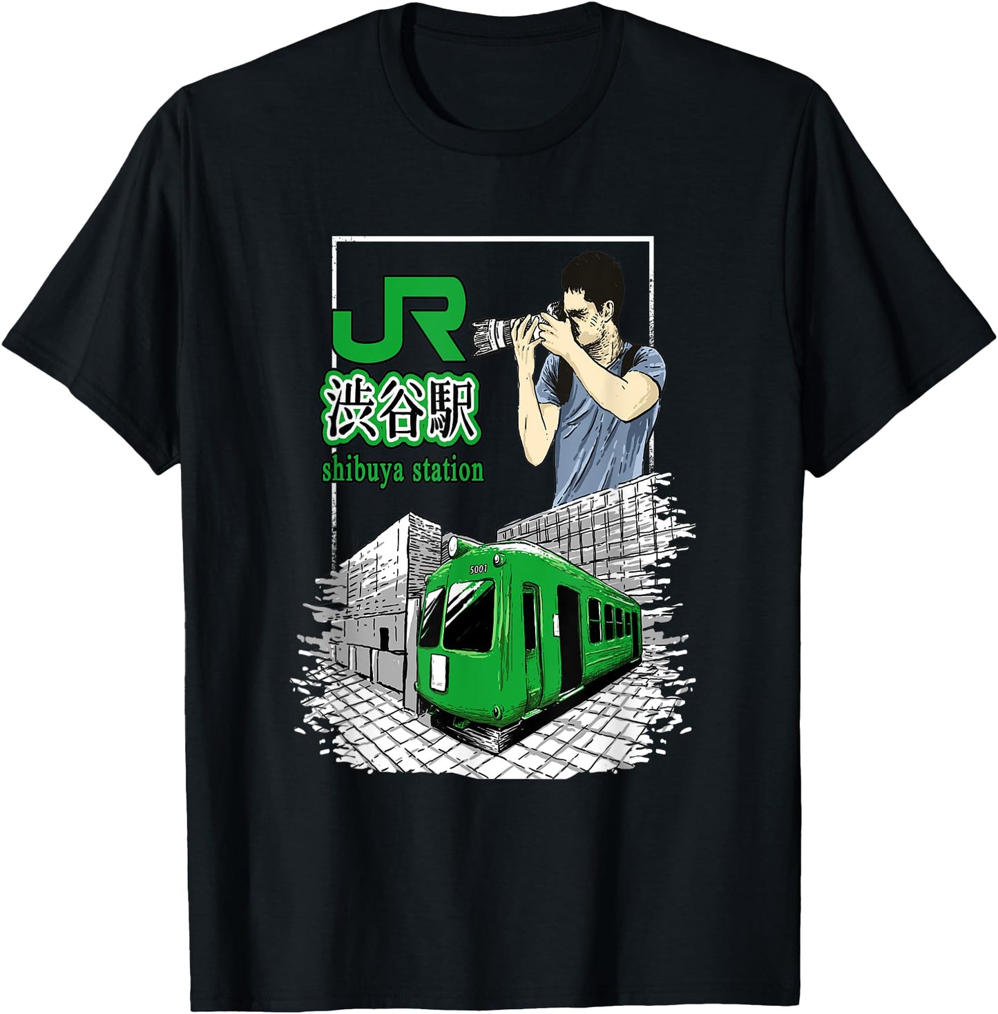 Japanese T Shirt of Shibuya Station With HACHIKO TRAIN!