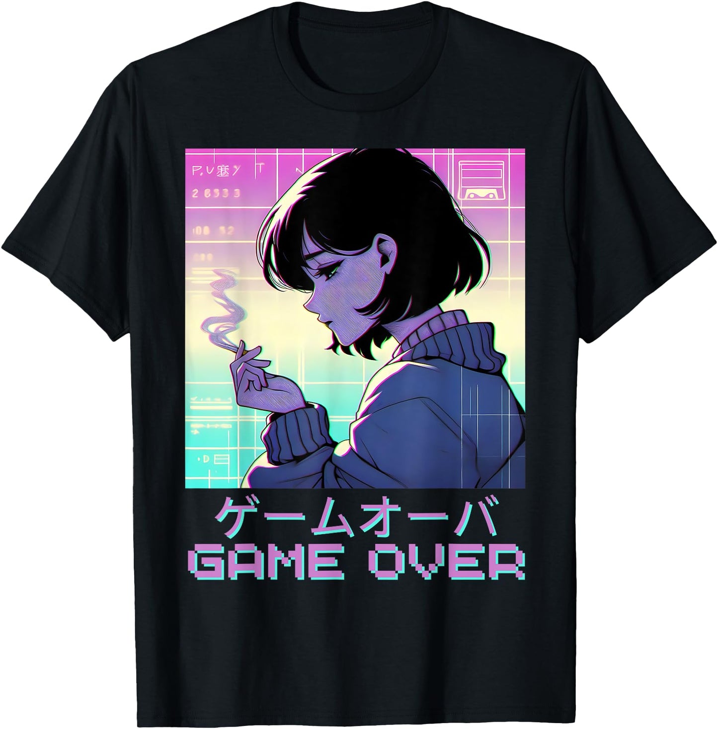 90s Japanese Sad Anime Girl Game Over Vaporwave Aesthetic