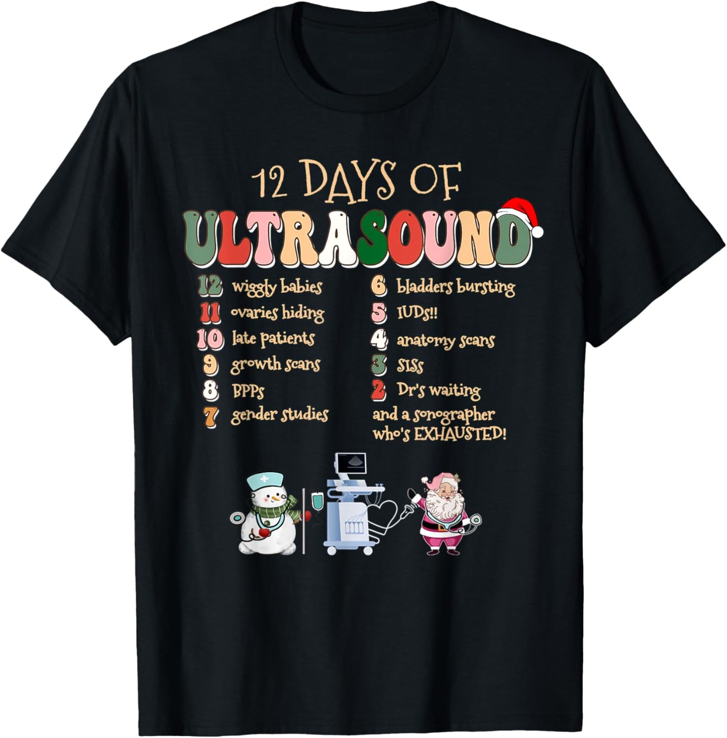 12 Days Of Ultrasound Tech Sonographer Christmas Xmas Party