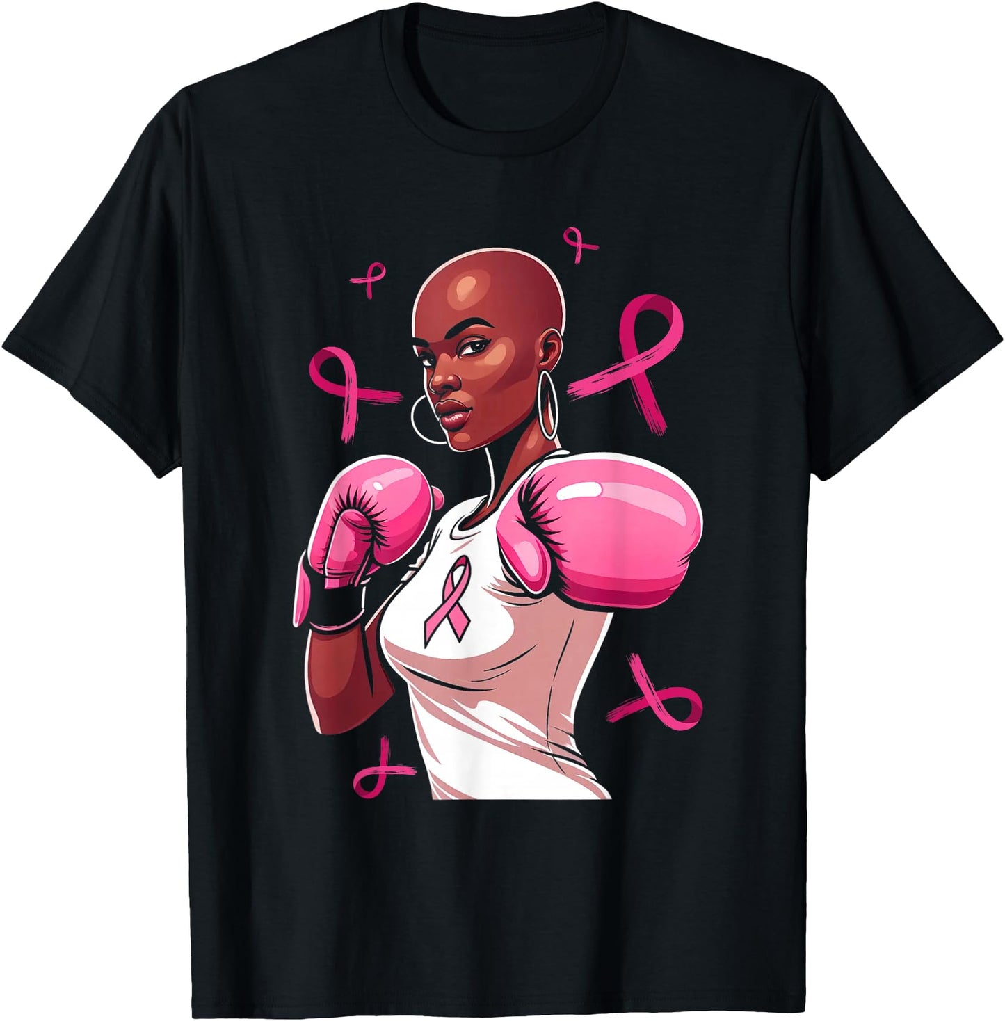 Breast Cancer Awareness African American Afro Pink Ribbon