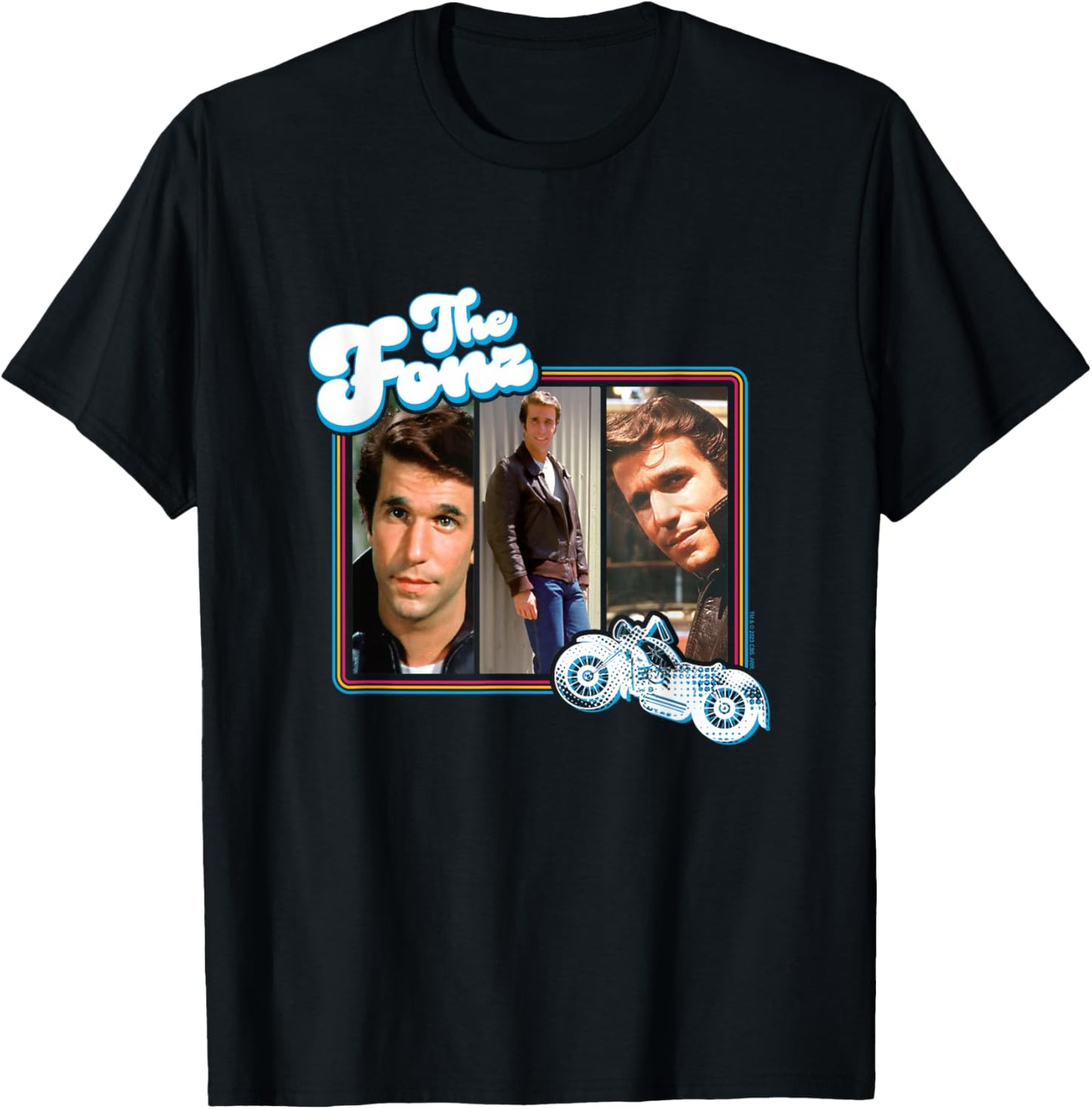 CBS Happy Days The Fonz T-Shirt - Men's Unisex Grey Cartoon Graphic Crew Neck Short Sleeve T-Shirt - Small, Medium, XX-Large