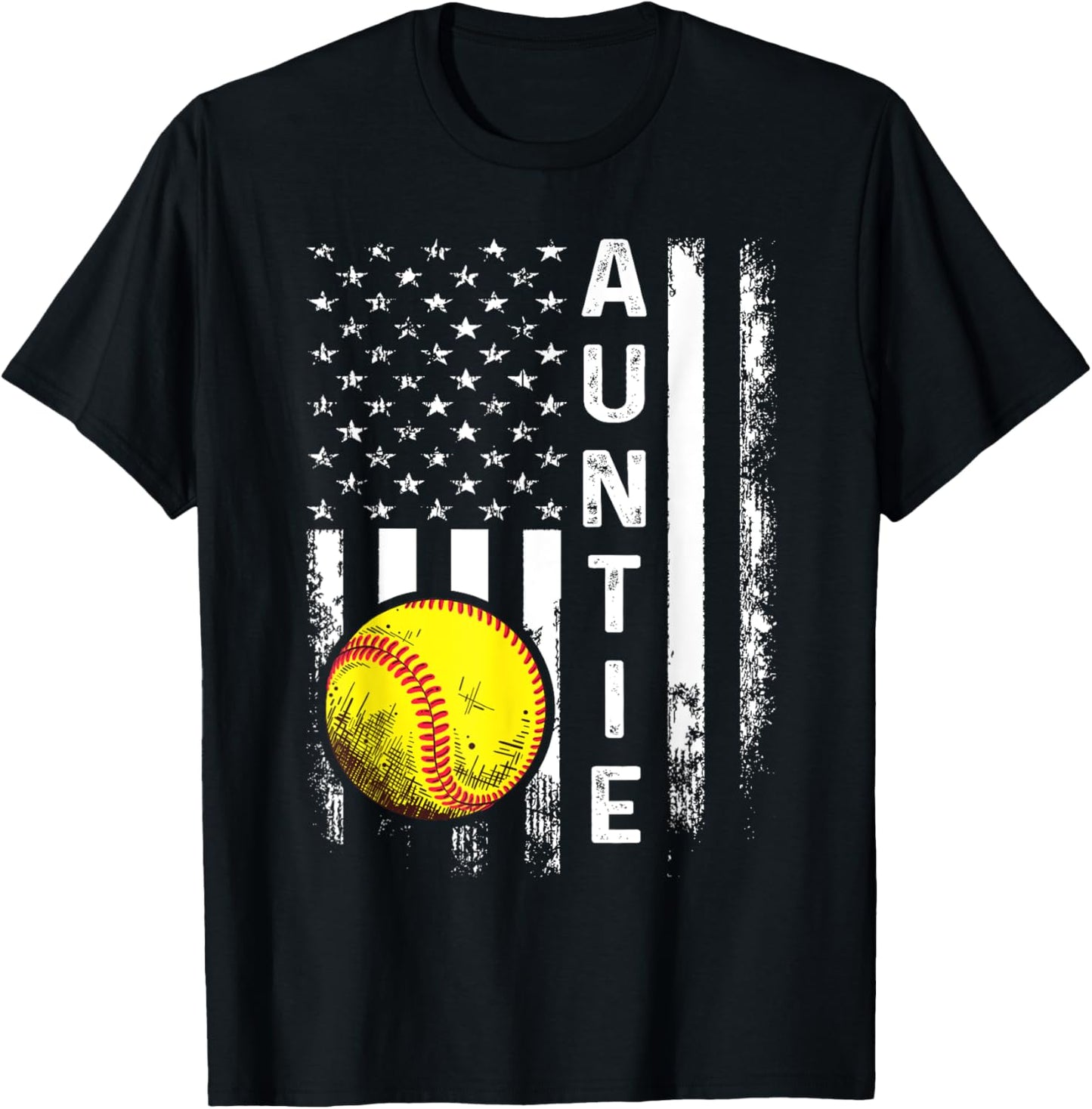 Softball Auntie American Flag Vintage Christmas Xmas