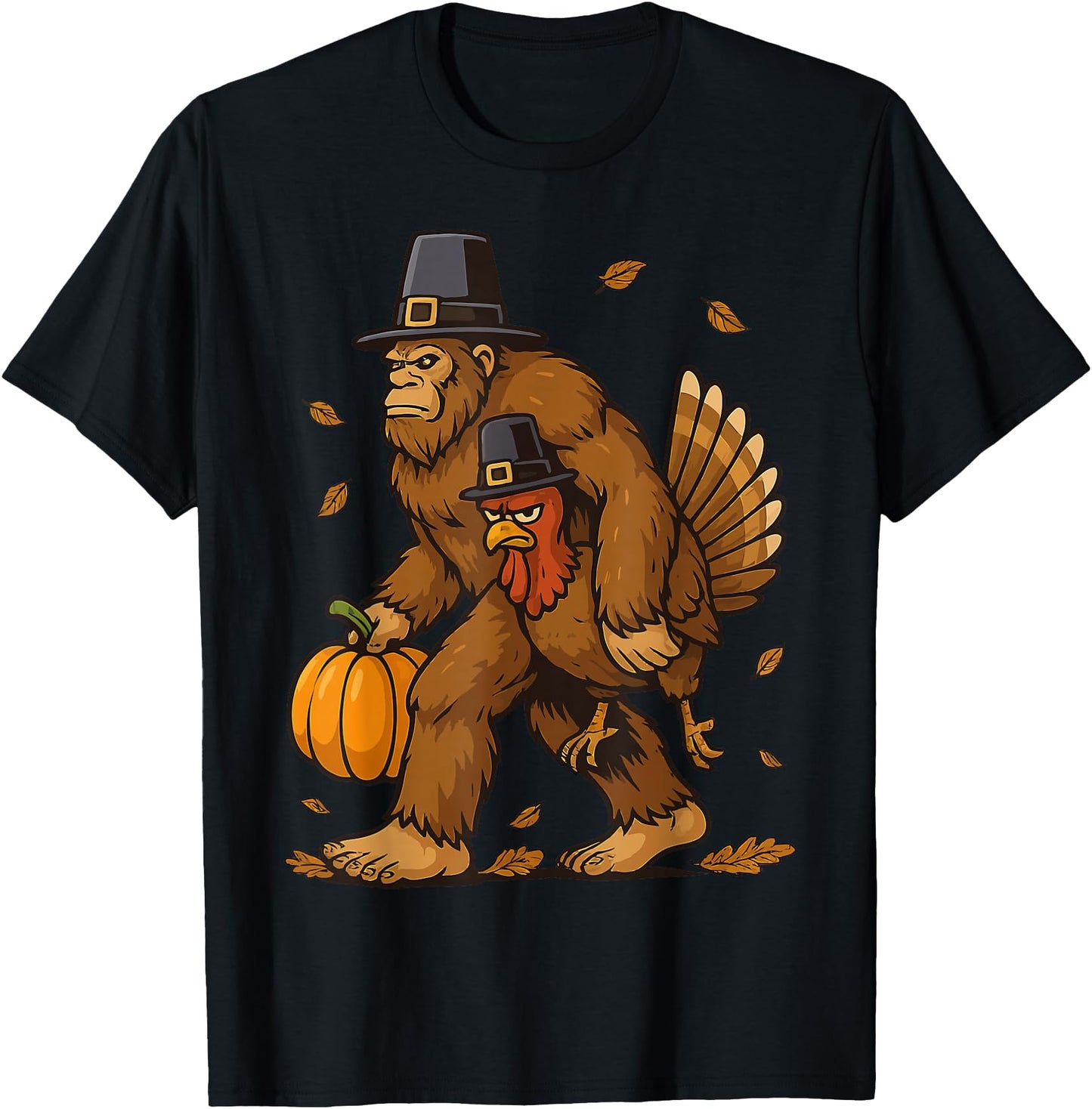 Bigfoot Pilgrim Turkey Pumpkin Thanksgiving Day Boys Men