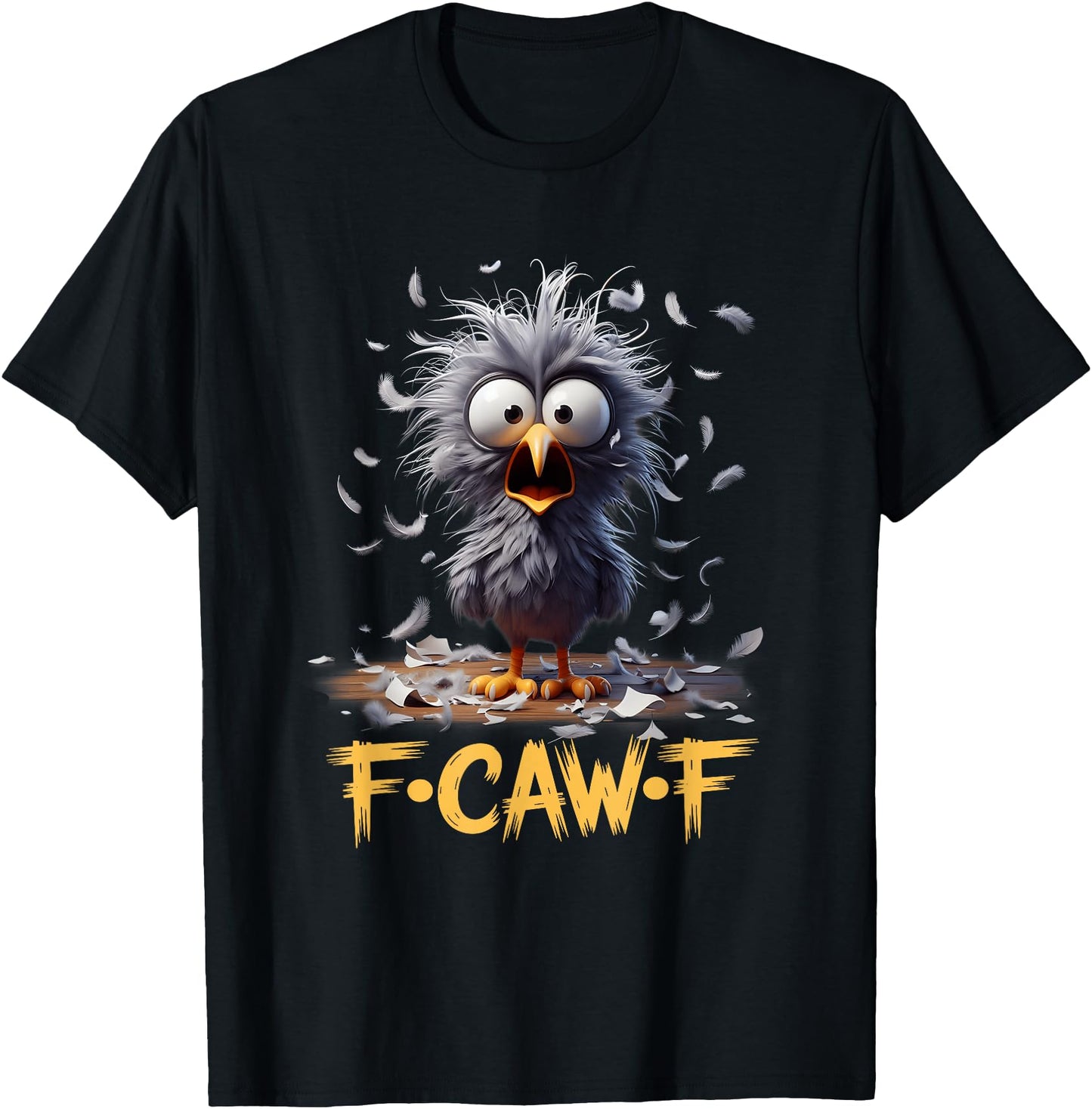 F-Caw-F Messy Bird Shocked Face Feather Chaos Cartoon Humor