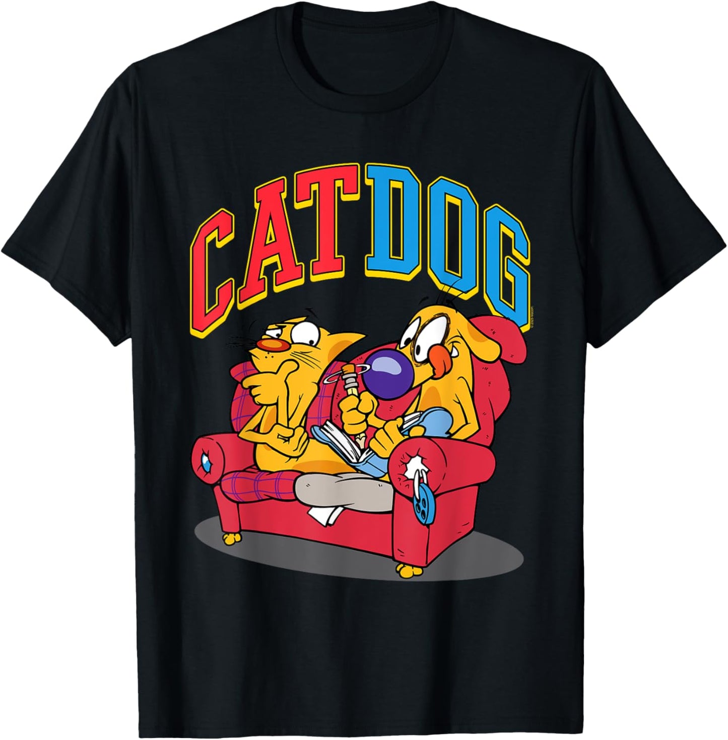CatDog Hanging Out Retro Cartoon T-Shirt for Men Women Girls Kids