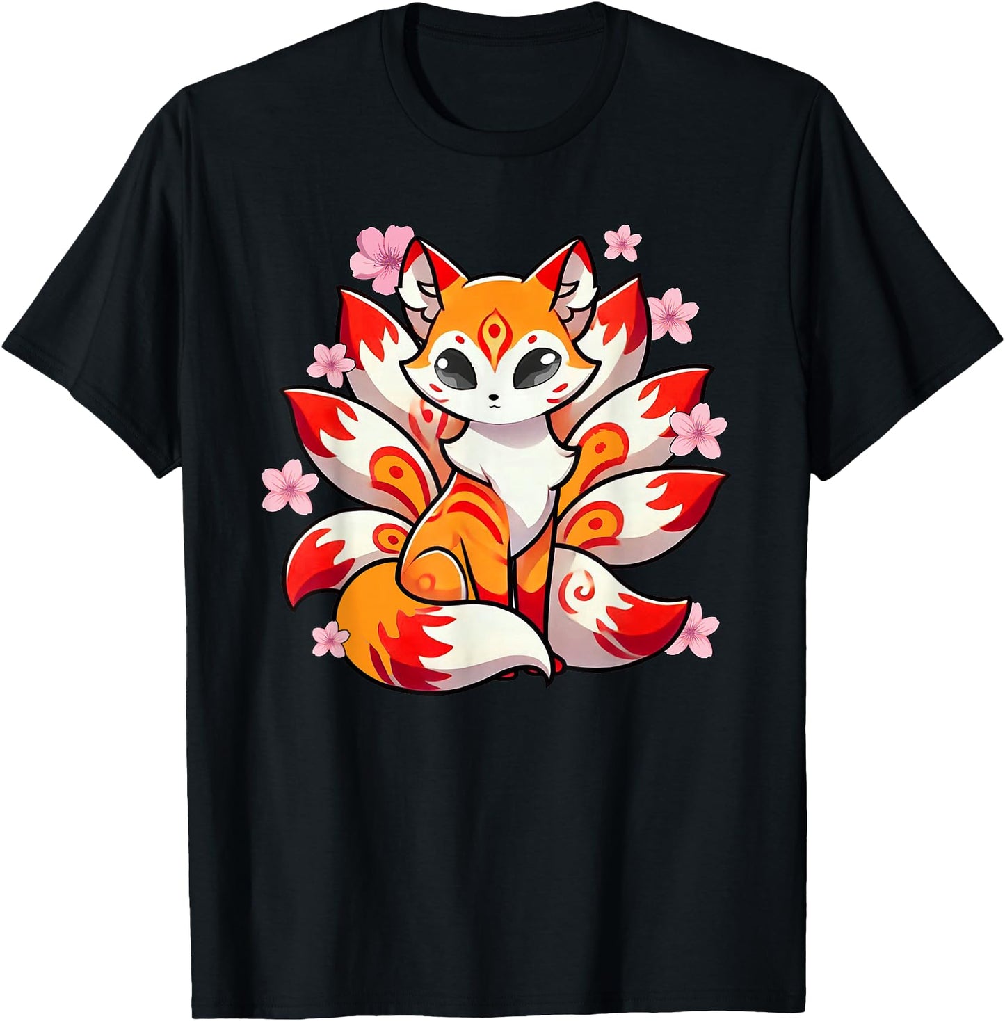 Nine Tails Fox Kitsune Japanese Cherry Blossoms