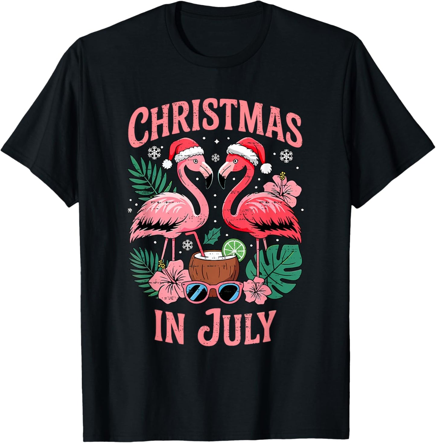 Flamingo Christmas In July Summer Xmas Beach Vacation Womens