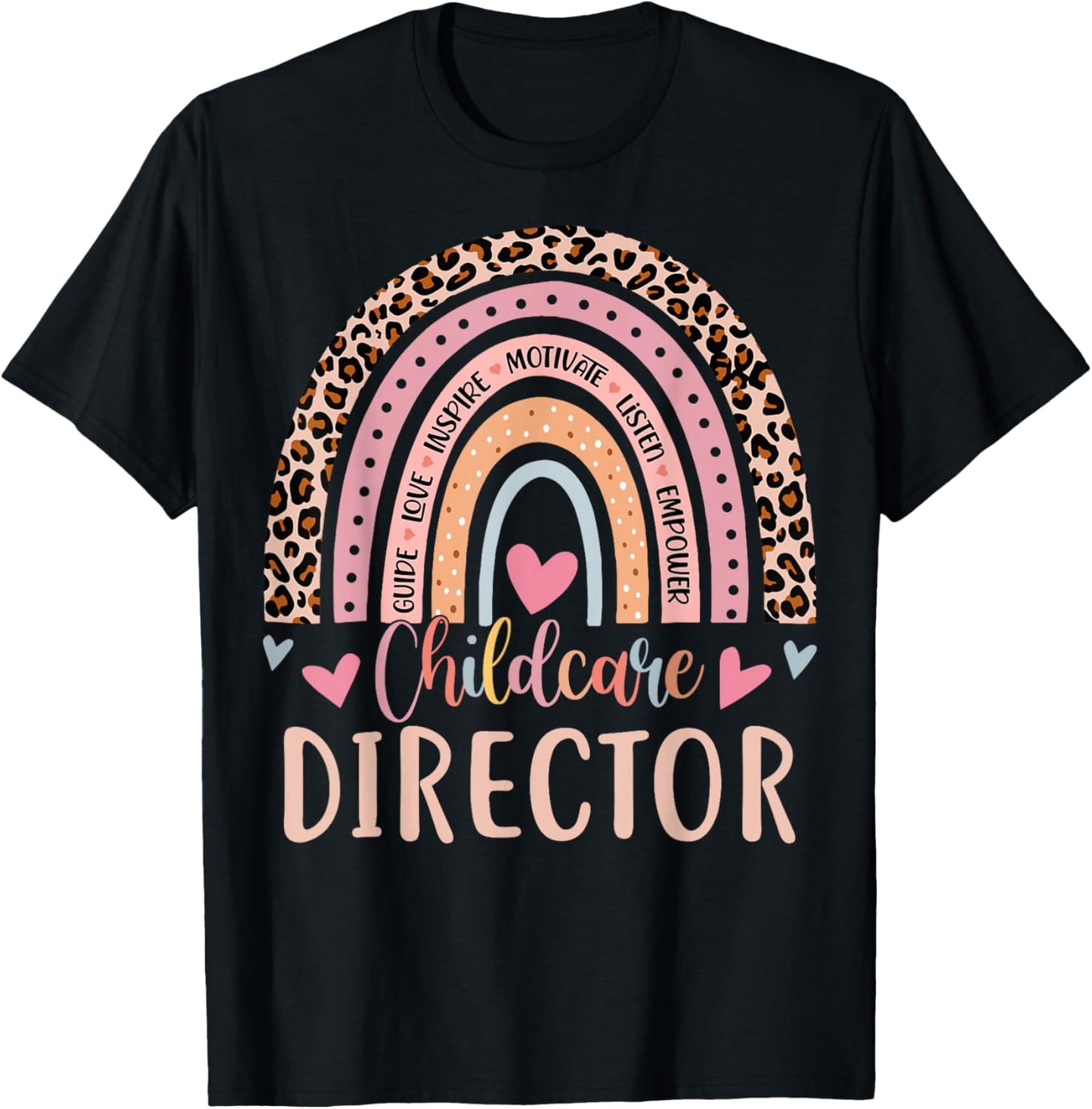 Childcare Director Rainbow Leopard Print Daycare Provider T-Shirt