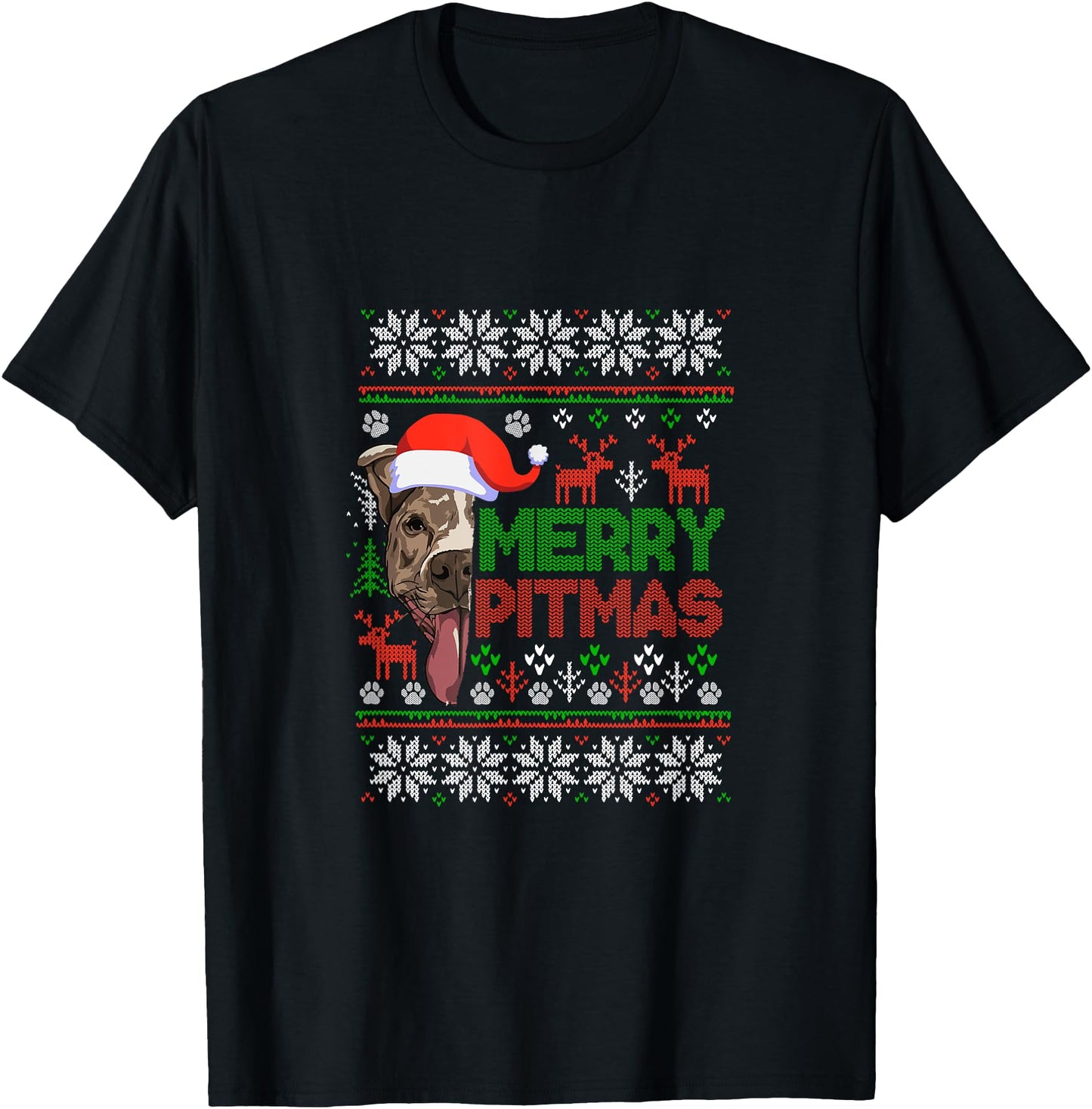 MERRY PITMAS - Christmas Pitbull Ugly Sweater style