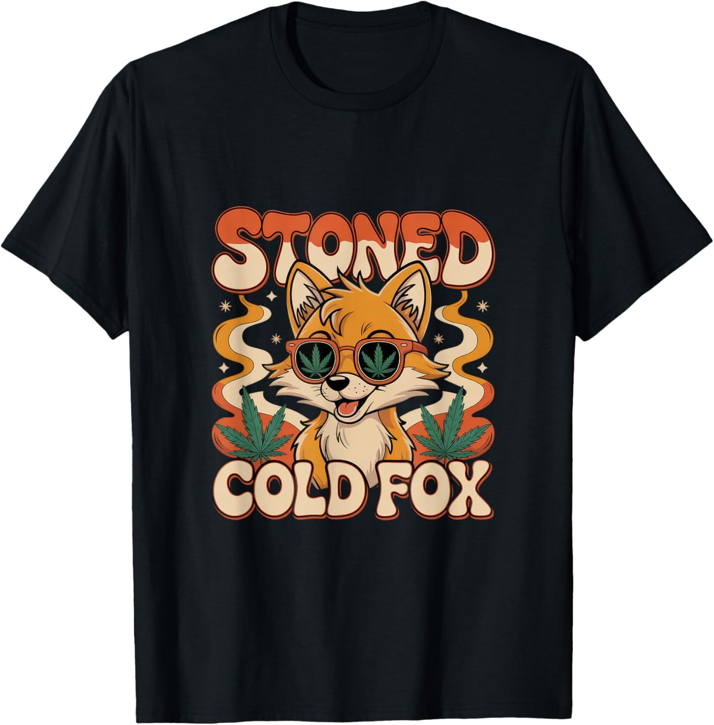 Stoned Cold Fox Funny Weed Fox Cartoon Retro Vibes 420