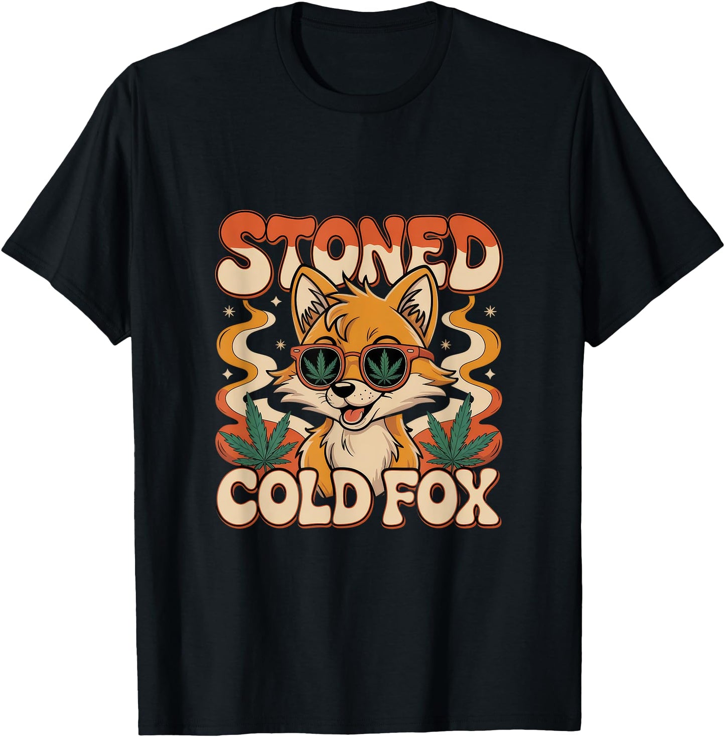 Stoned Cold Fox Funny Weed Fox Cartoon Retro Vibes 420
