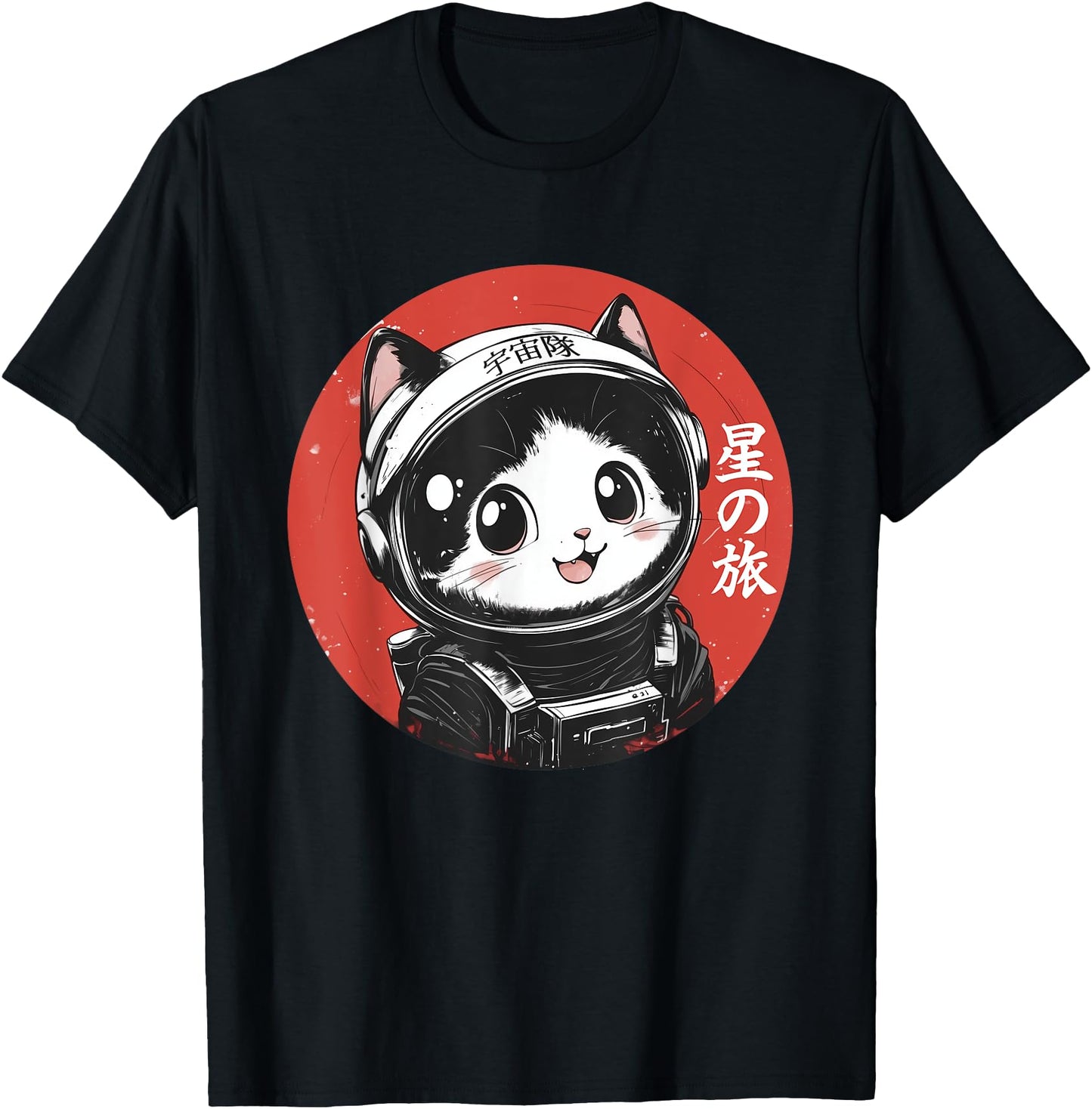 Space Cat Graphic Tee Astronaut Kawaii Japanese Art Anime Men Women Girls