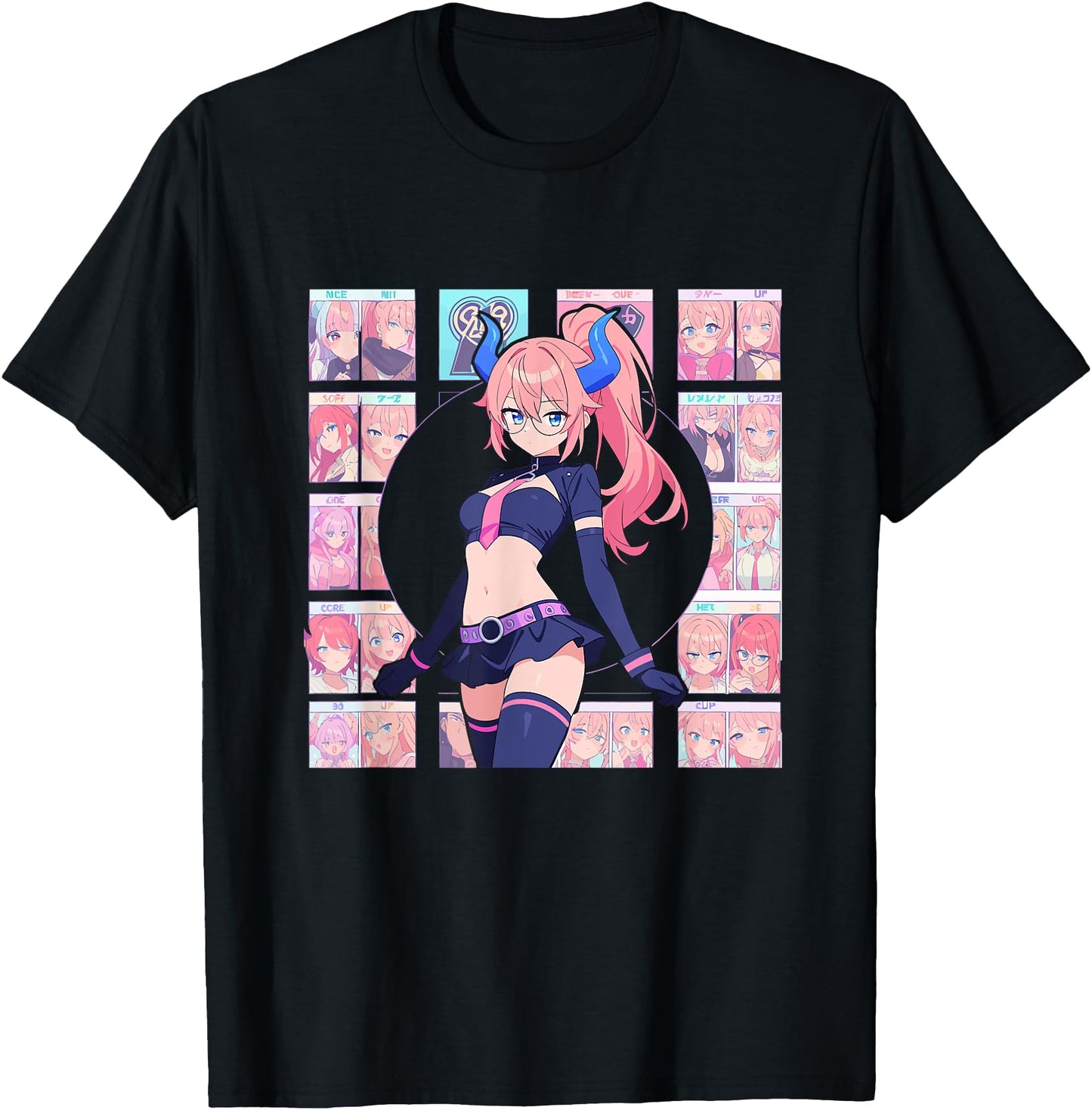 Waifu Sexy Anime Girl Horns Mini Skirt Japanese Retro Art