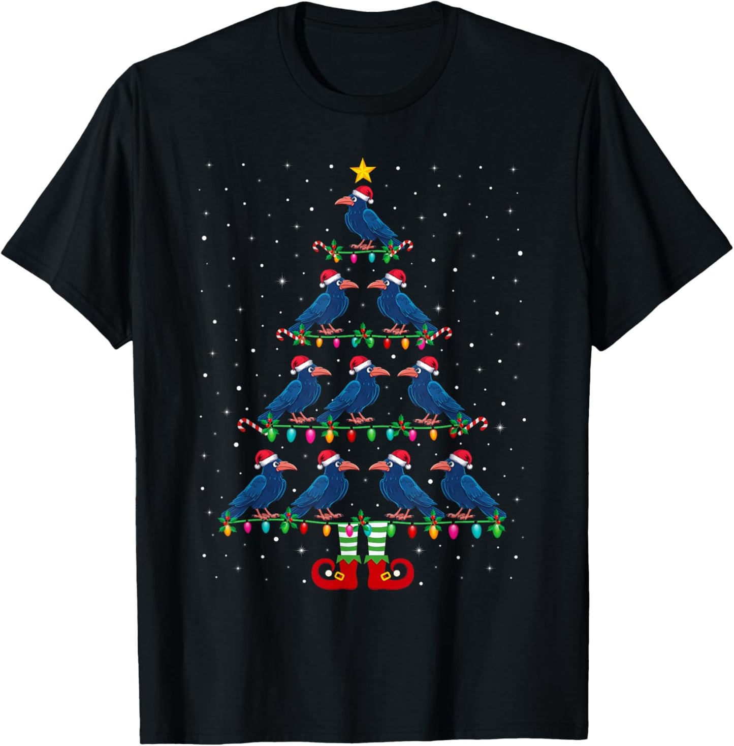 Christmas Tree Lights Santa Hat ELF Crow Xmas Tree