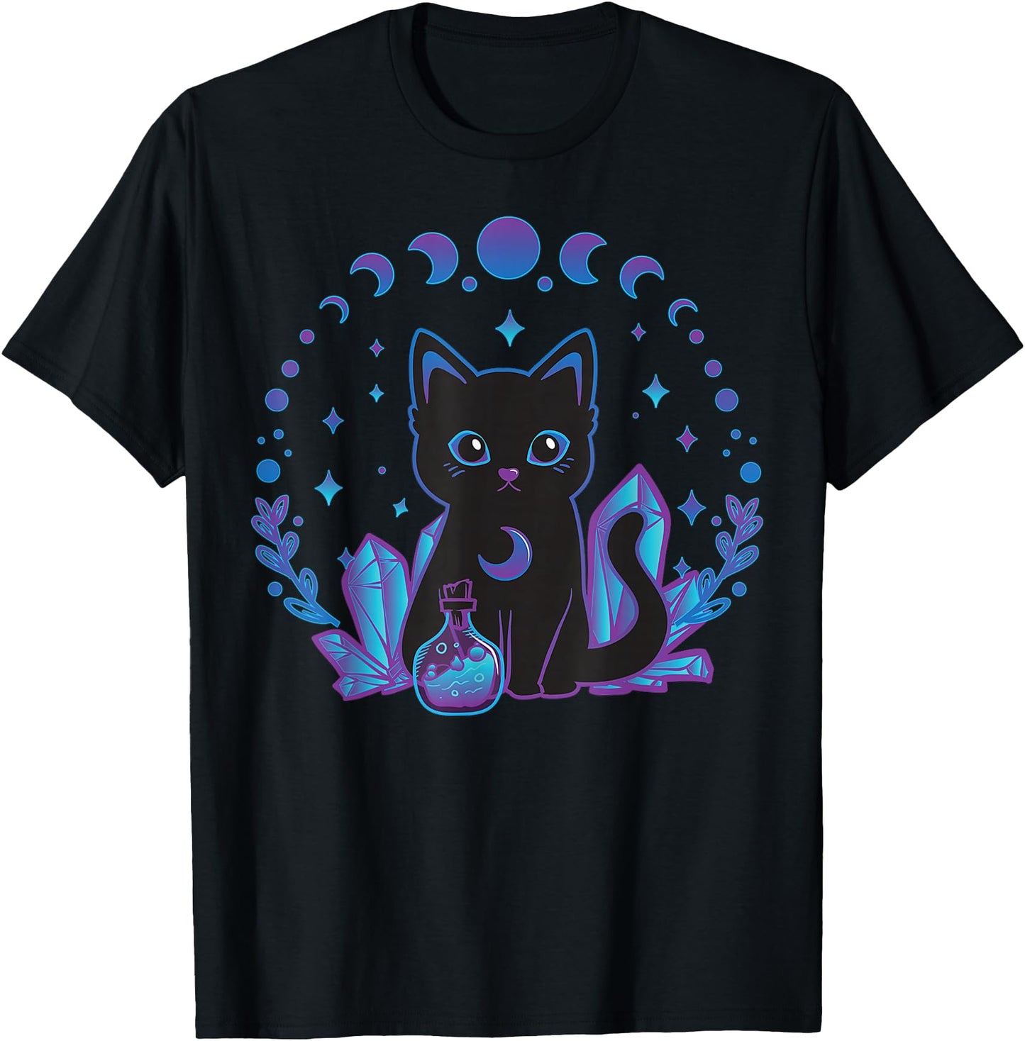 Black Witchy Cat Crystals Gothic Women Kawaii Pastel Goth