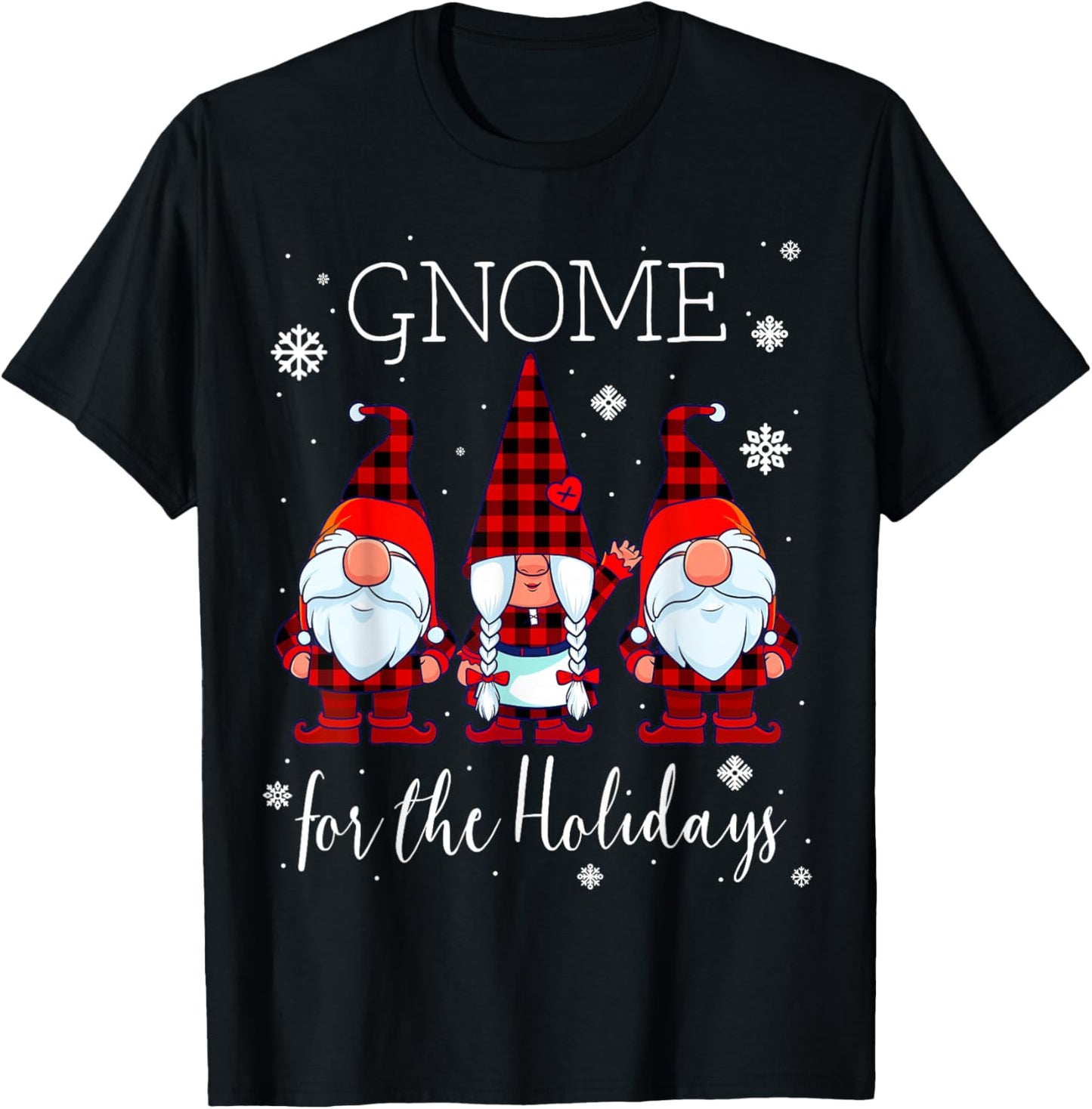 Gnome for the Holidays Buffalo Plaid 3 Gnomes Christmas Xmas