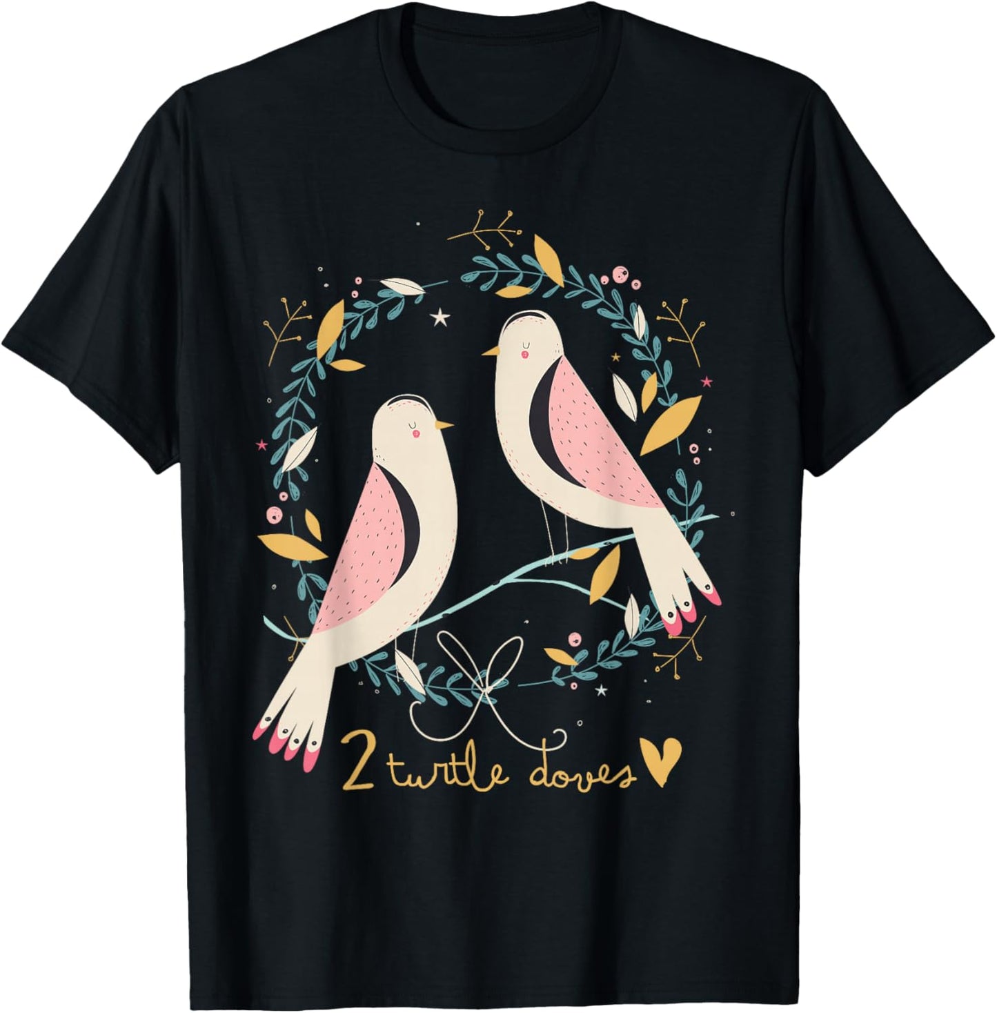 Two Turtle Doves 12 Days Of Christmas Song Coral Rhyme Xmas