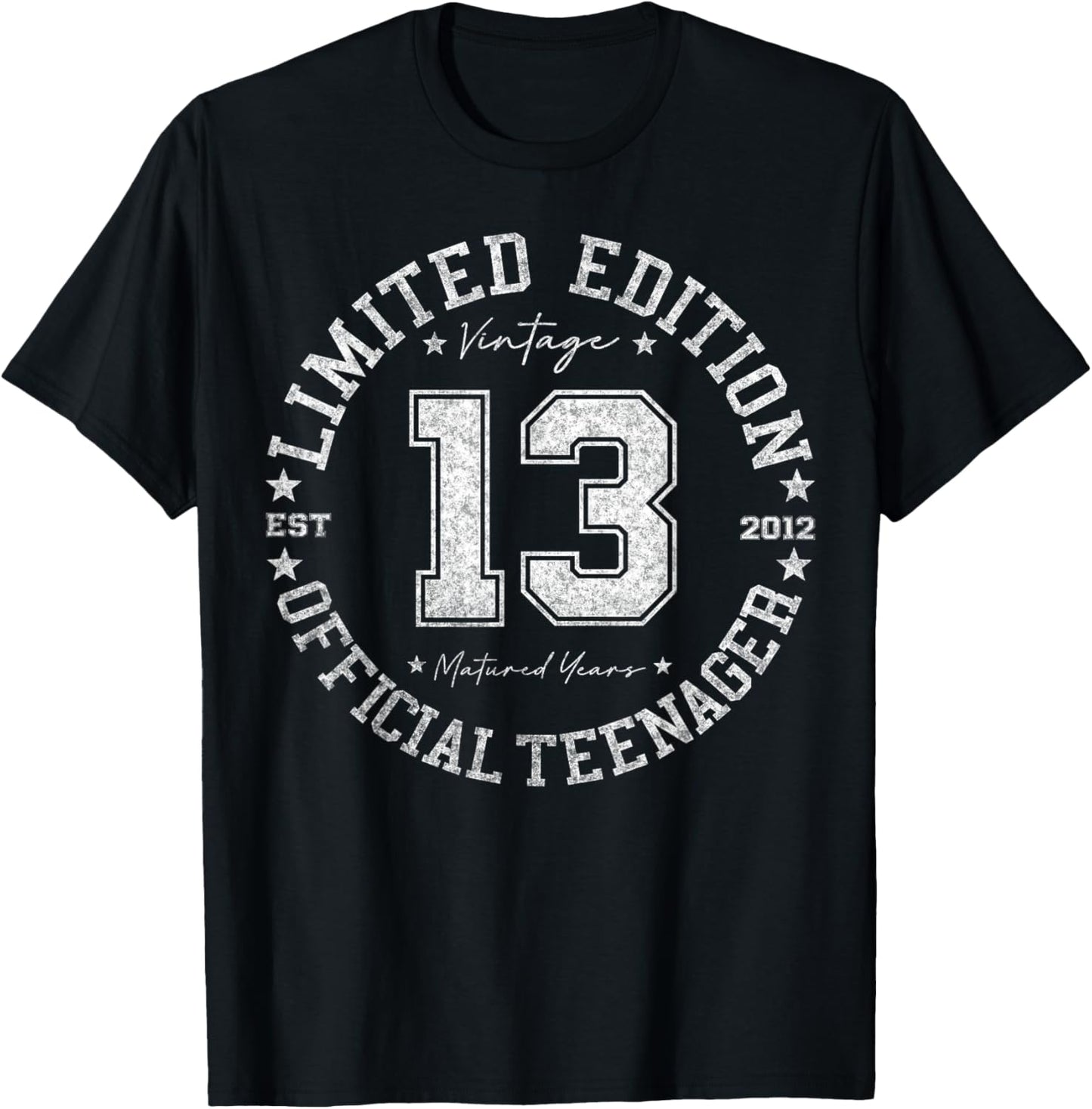 Retro One Of a Kind Shirts For Men Women 2025 Official Teenager 13 Year Old Gifts Vintage 13th Birthday T-Shirt - Unisex-Kids 13-year-olds Black Short Sleeve Crew Neck T-Shirt - Small