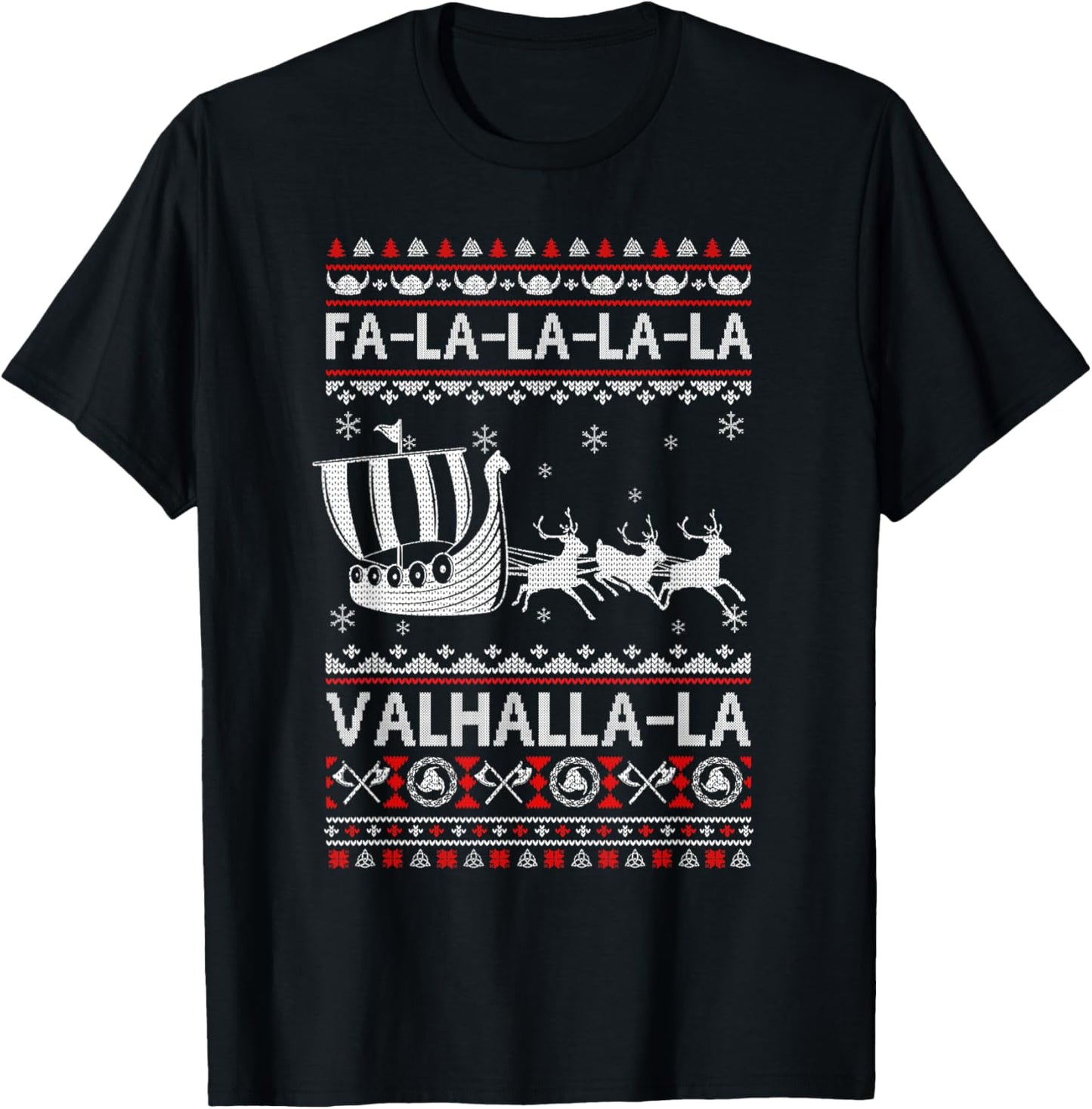 Fa La La Valhalla Viking Ship Ugly Christmas Xmas