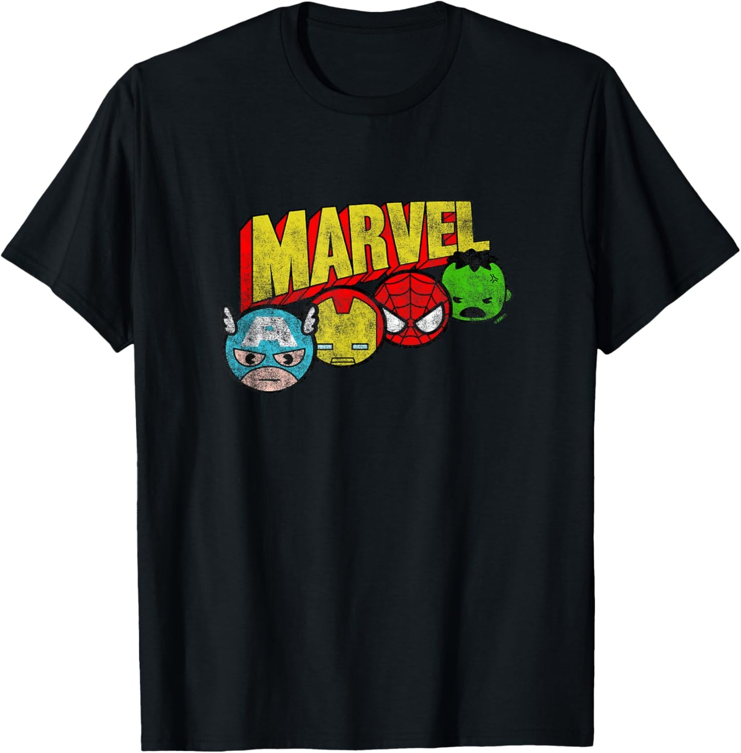 Marvel Kawaii Chibi Avengers Heads Overlapped Vintage Logo