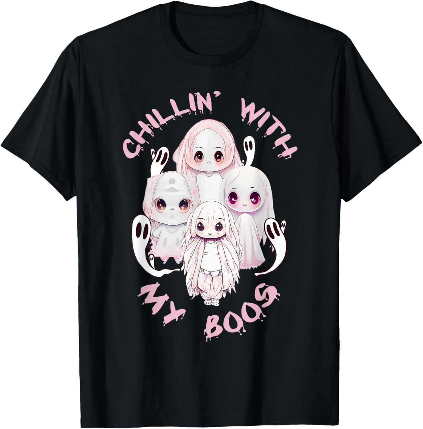 Chillin With My Boos Halloween Kawaii Anime Chibi Ghost