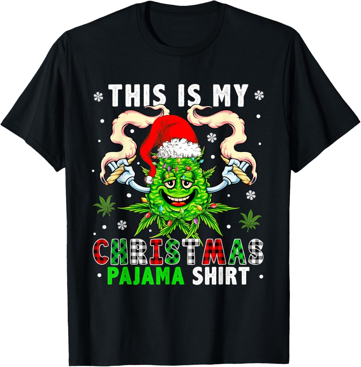 This Is My Christmas Pyjamas Plaid Santa Xmas Weed Smoking