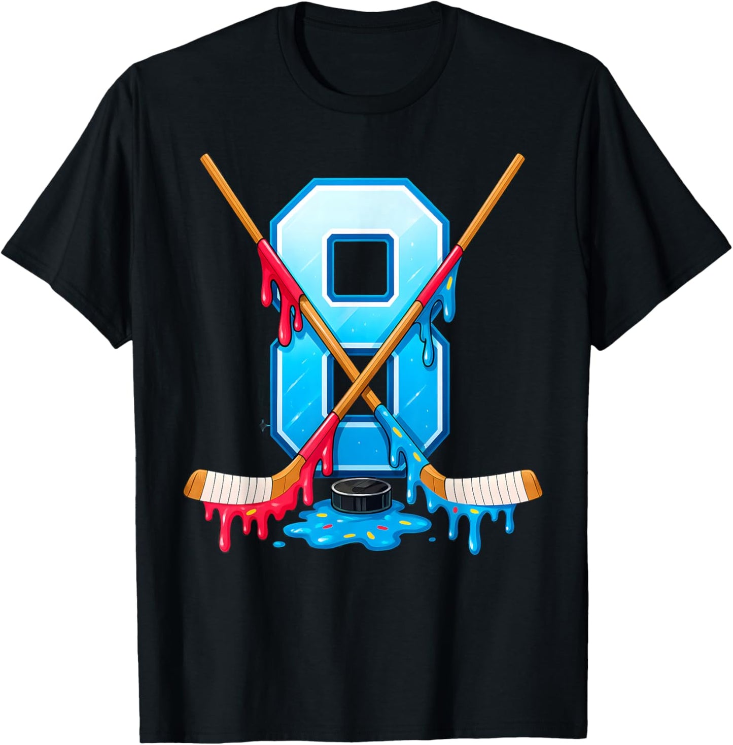 Hockey 8 Year Old Ice Cream Drip Youth 8th Birthday Boys