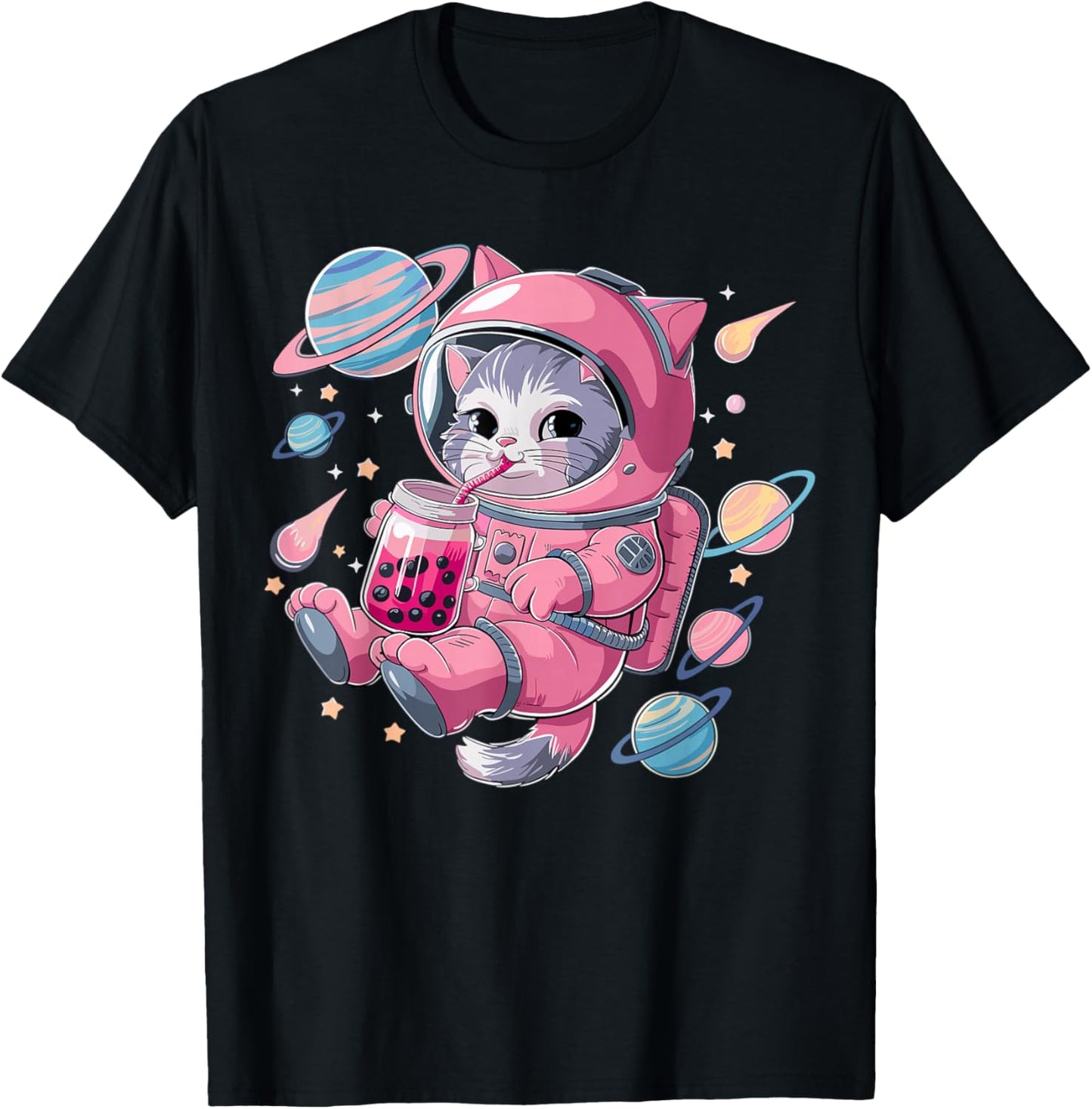 Kawaii Cat Bubble Tea Boba Tea Space Astronaut Anime Girls