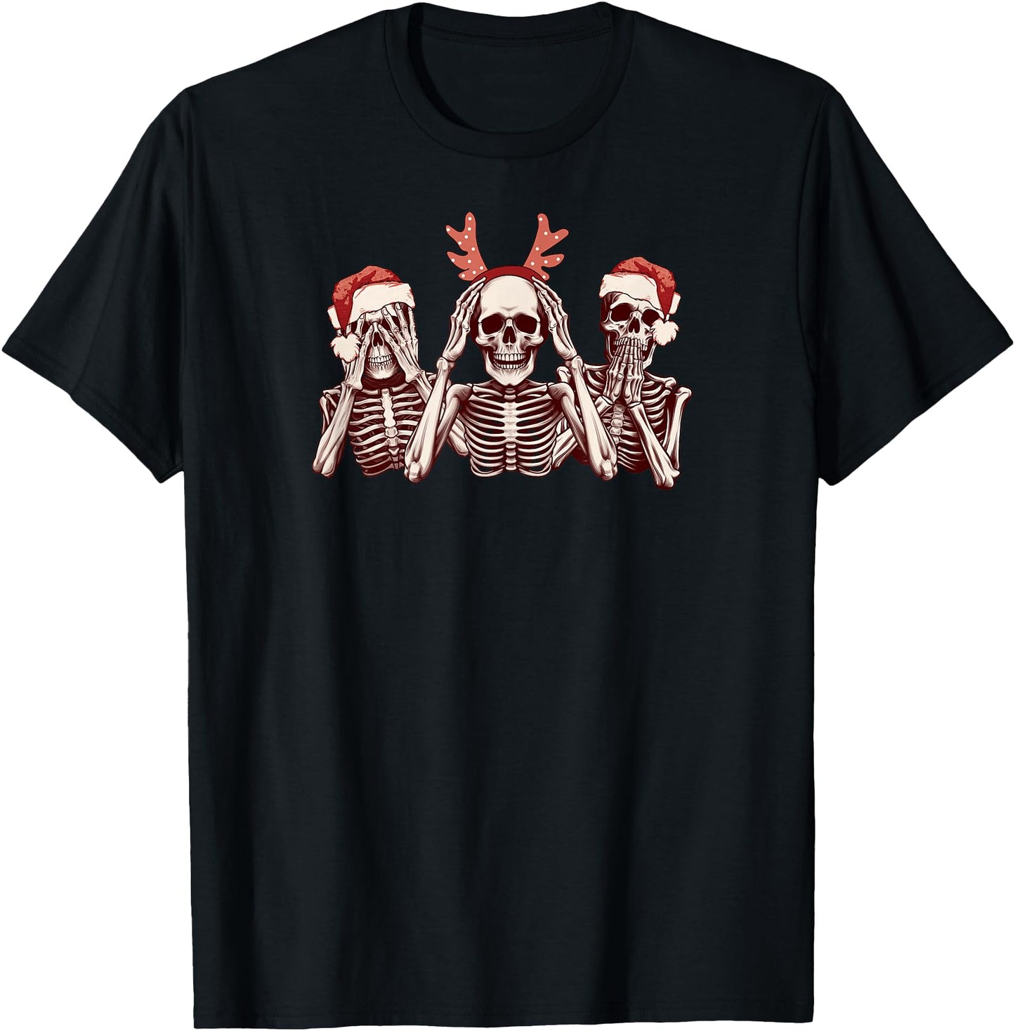 Funny Christmas Skeleton See Hear Speak No Evil