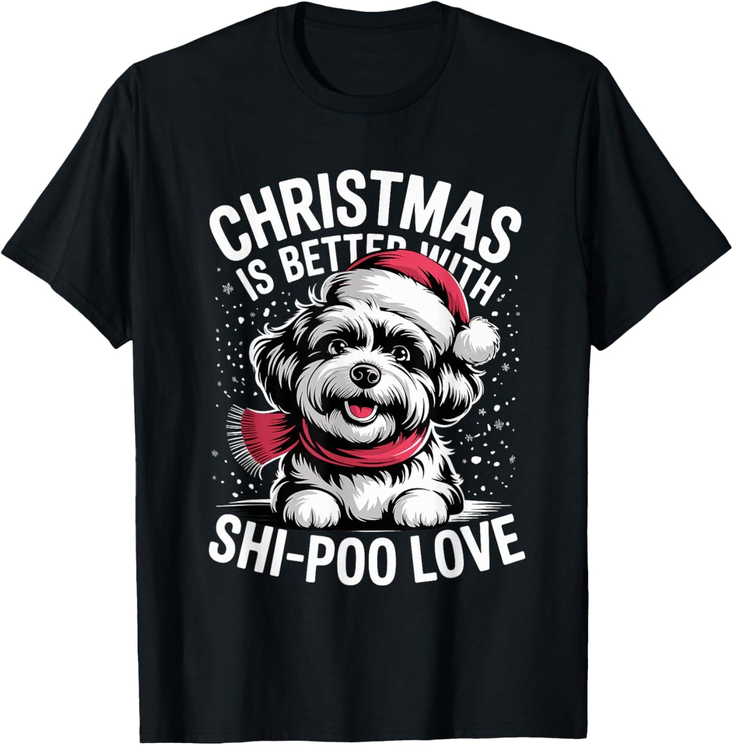 Cute Xmas Puppy Dog Christmas is Better with Shi-Poo Love